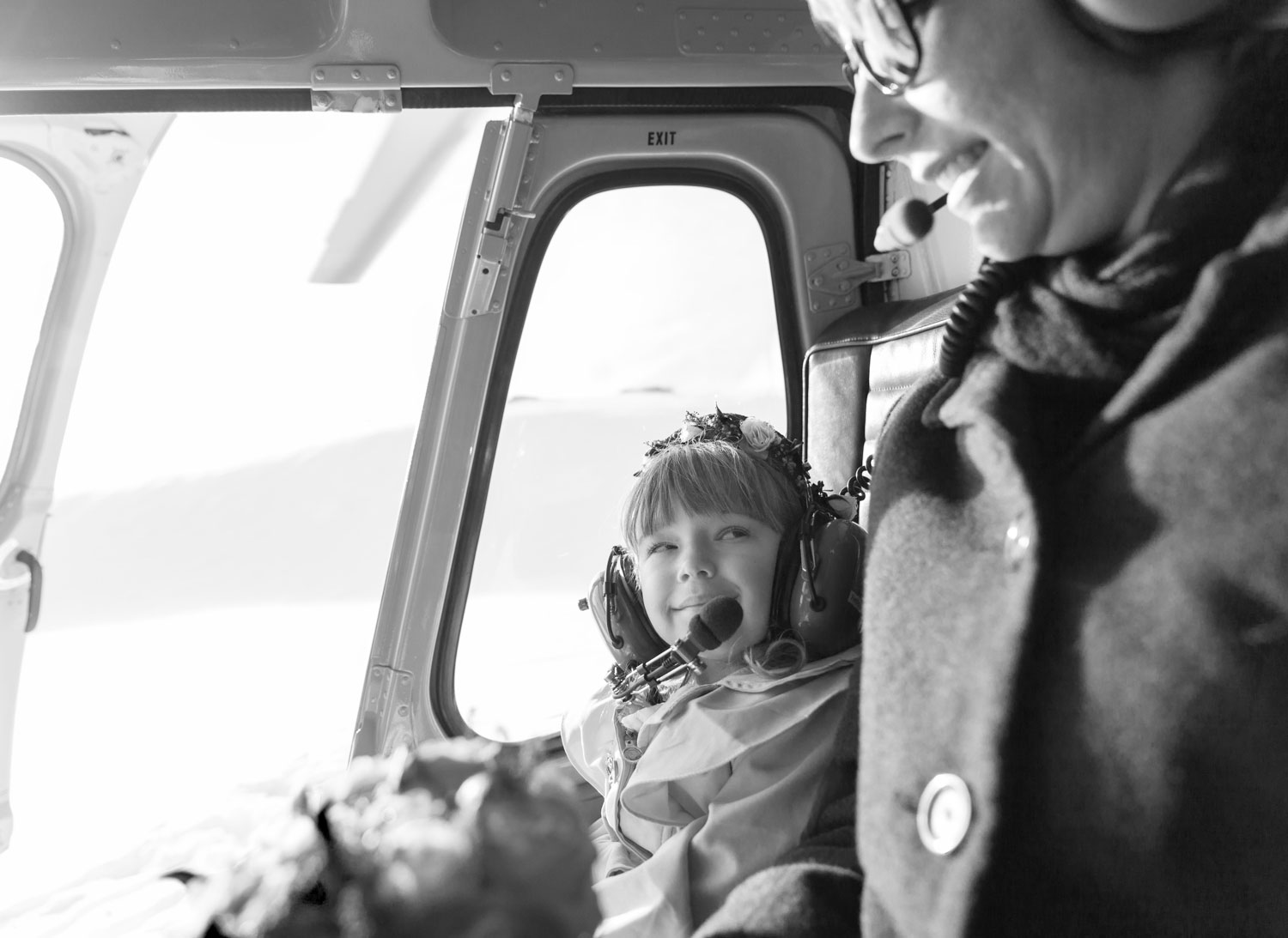 mount cook wedding girl on helicopter