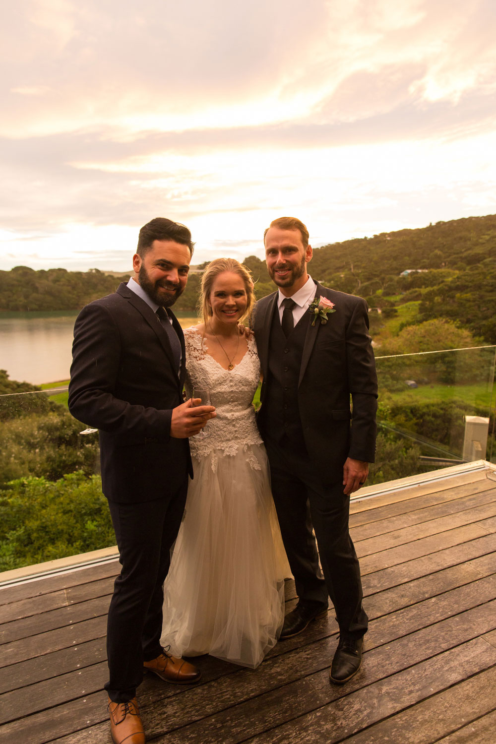 bay of islands wedding guests sunset
