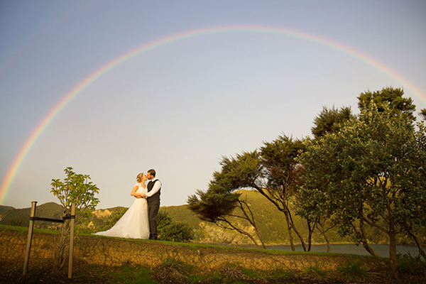 bay of islands wedding rainbow