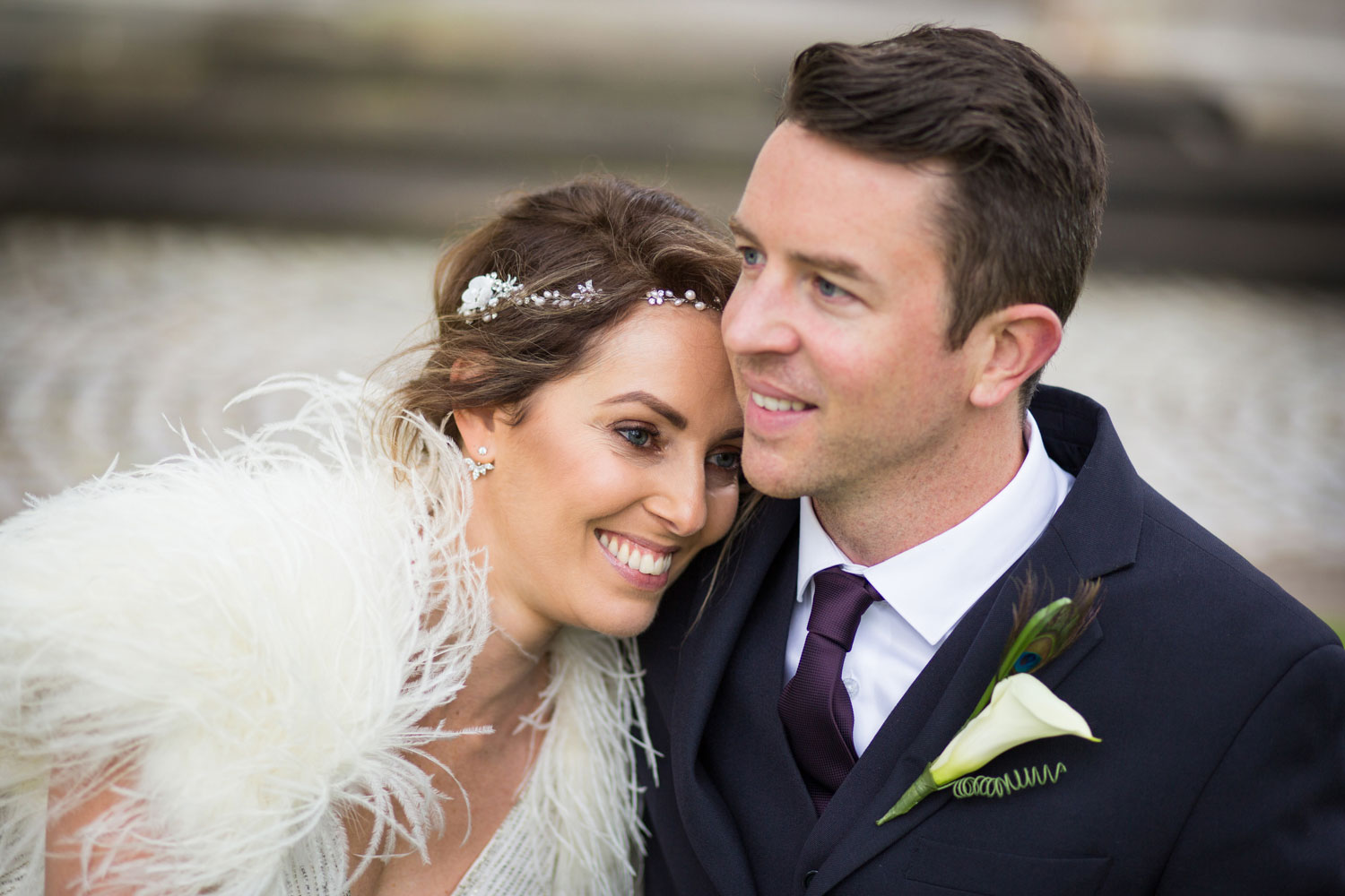 bride and groom face to face