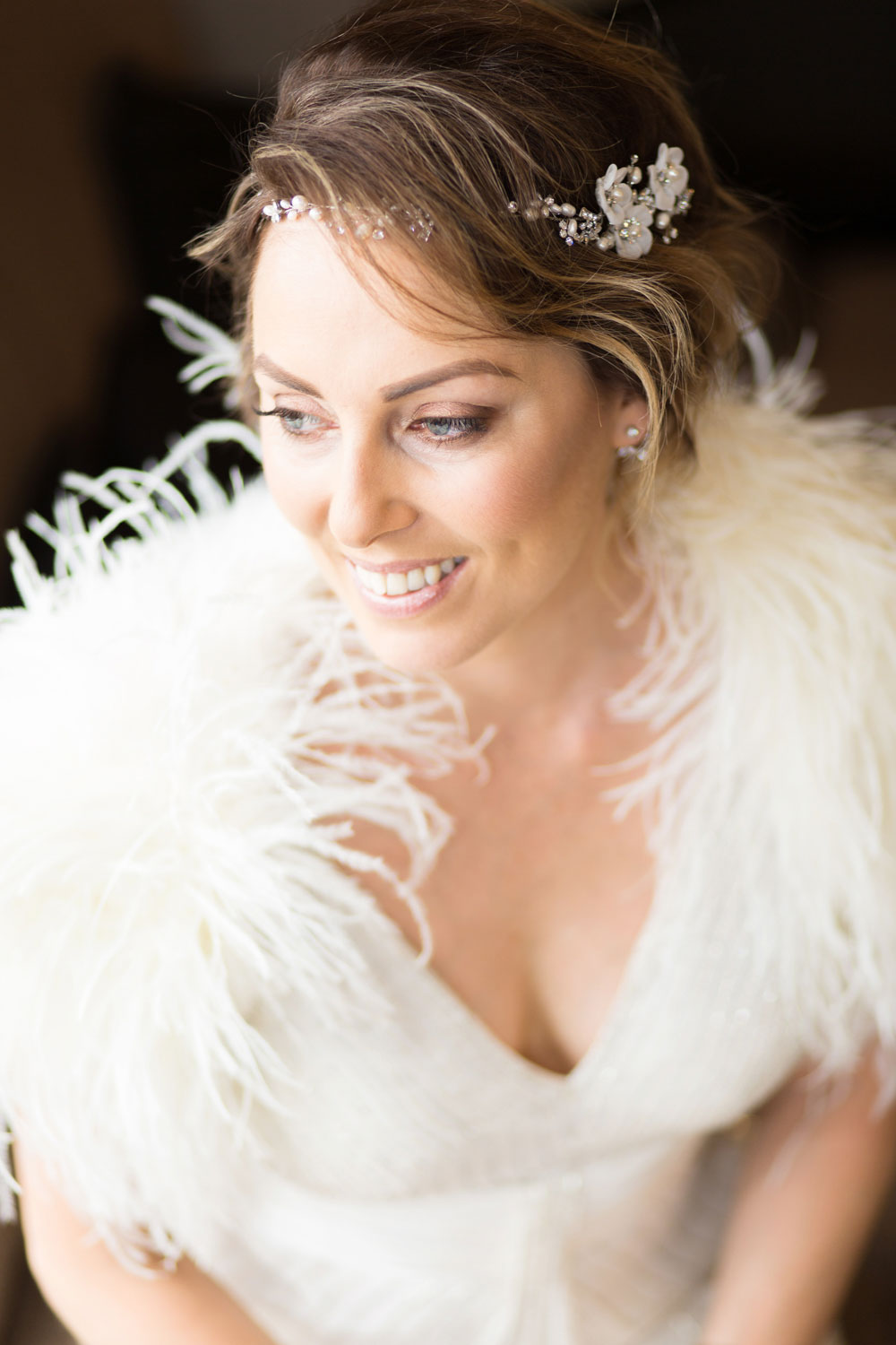 bride portrait in hotel room