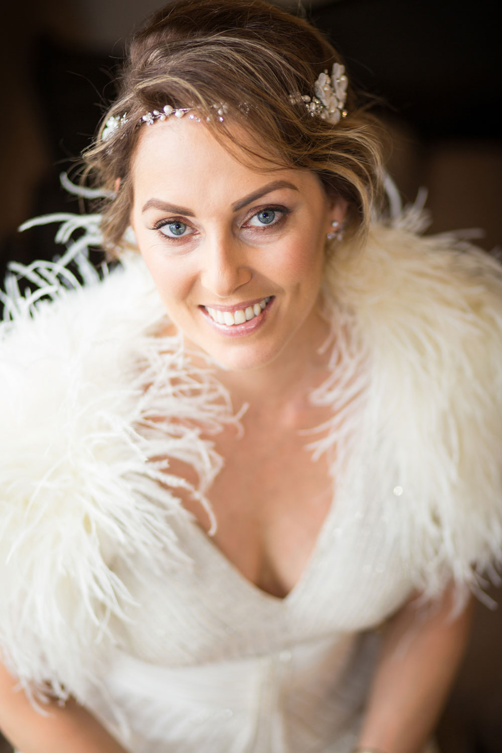 bride portrait hotel room