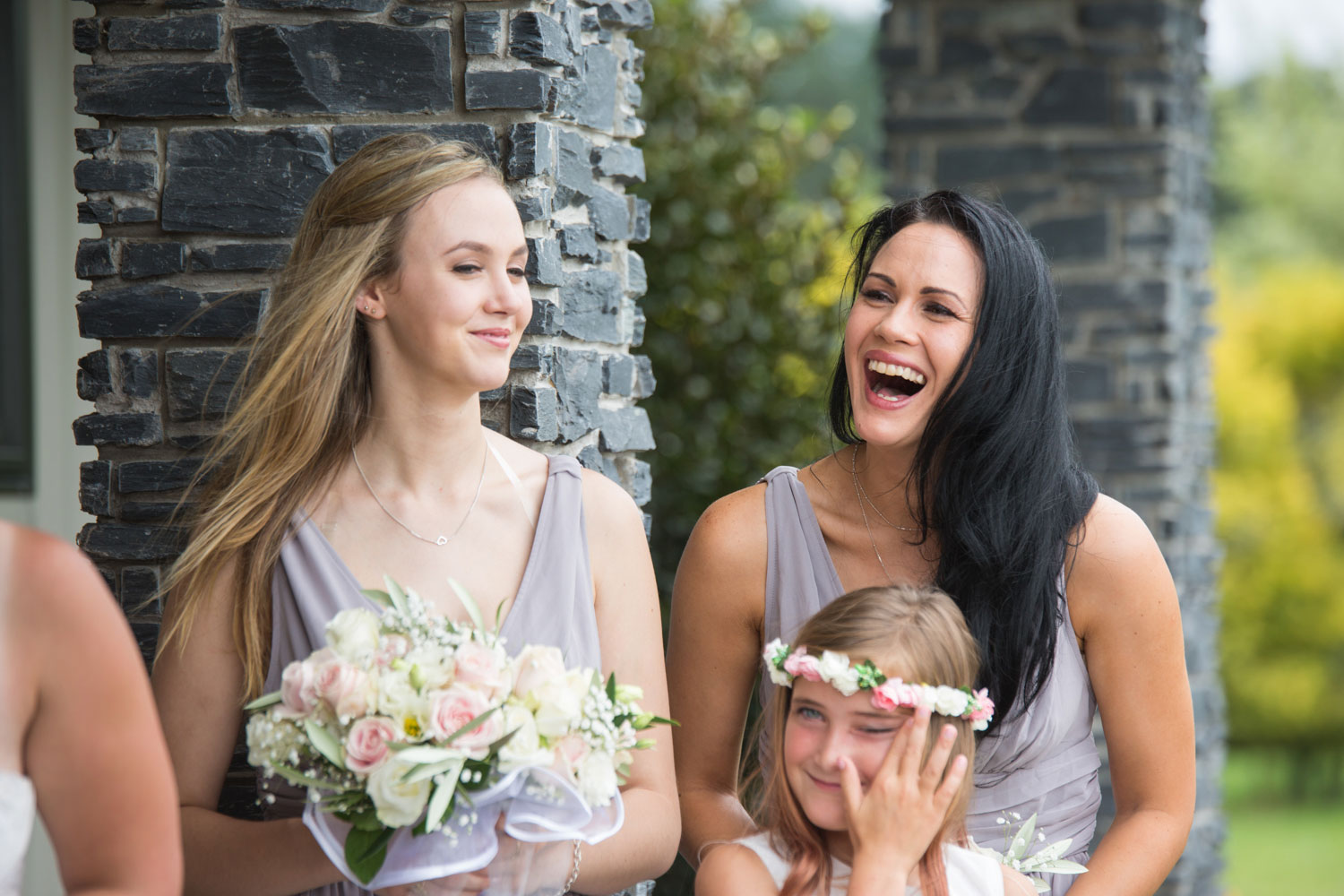 bridesmaid reaction barn wedding ceremony