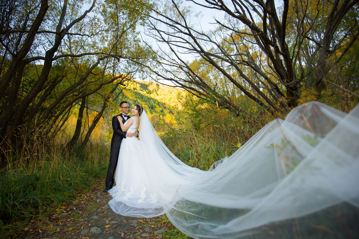 bride long veil arrowtown