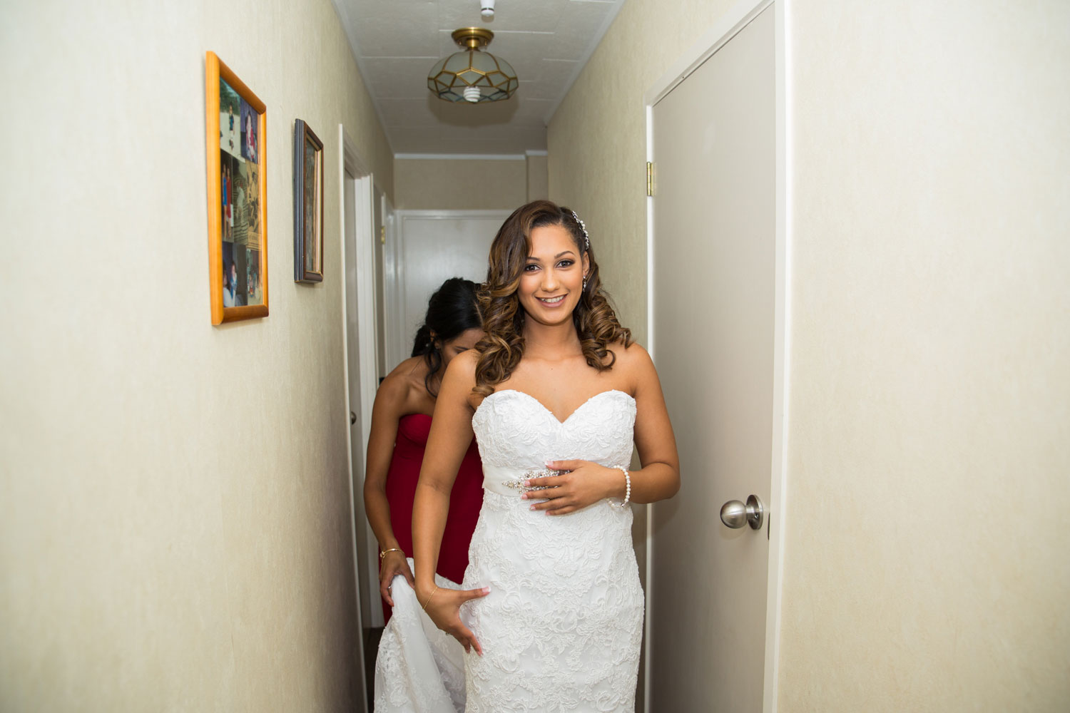 auckland wedding bride walking at home