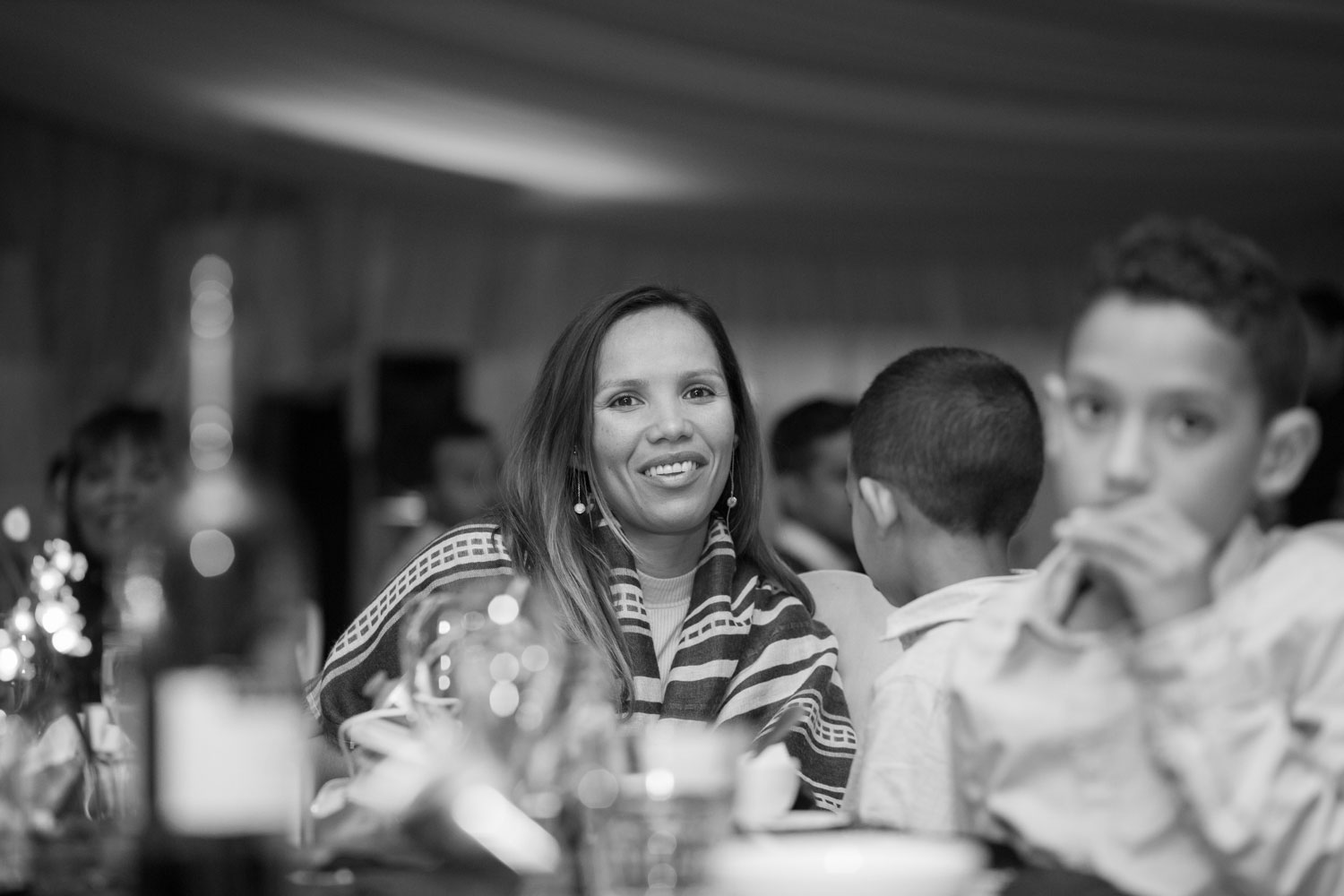 auckland wedding reception black and white photo of guest