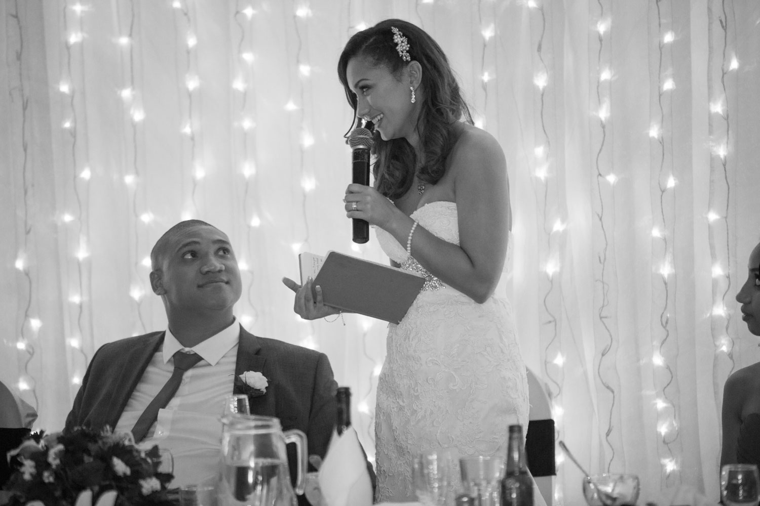 auckland wedding reception bride giving a speech