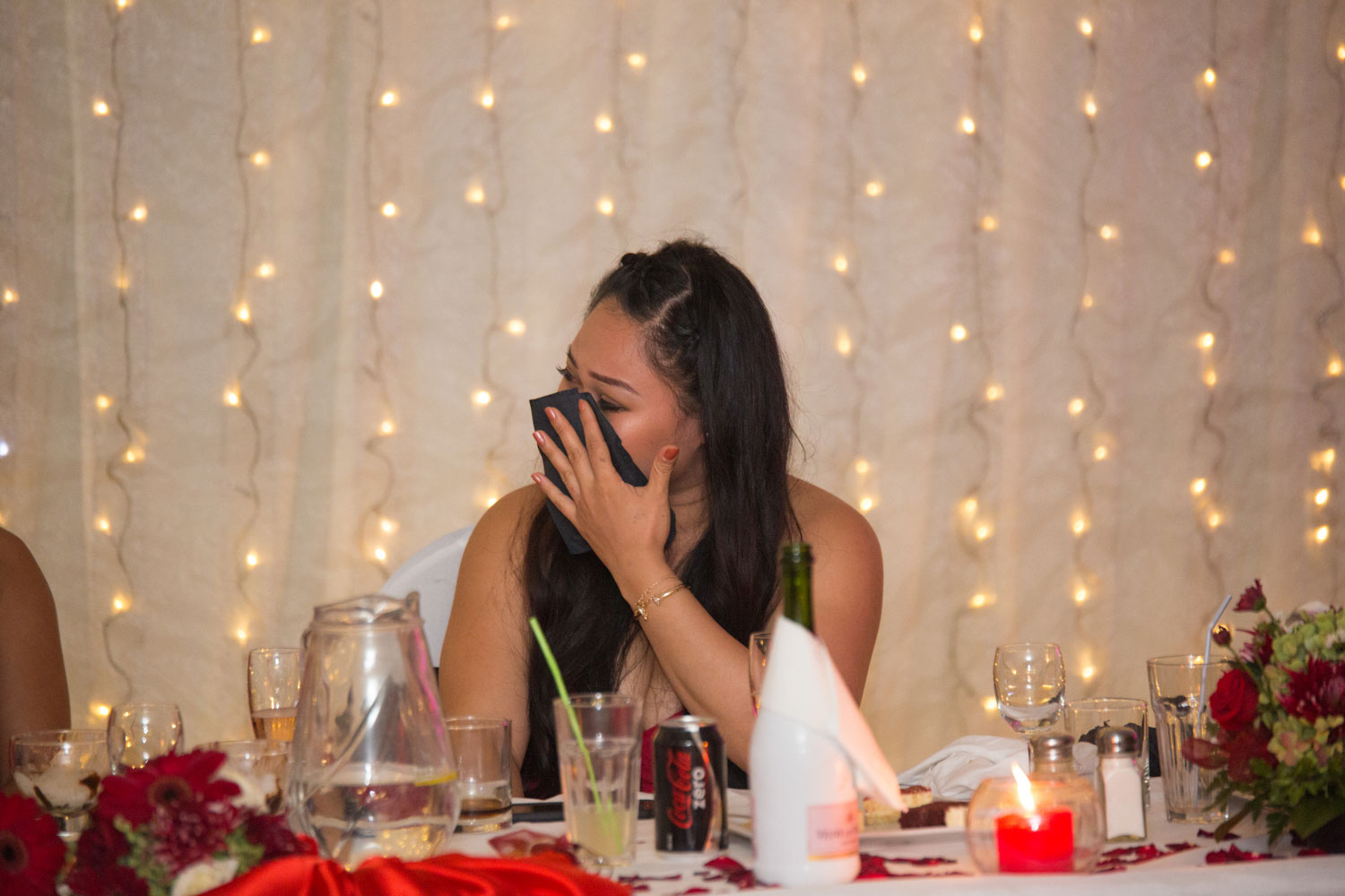 auckland wedding reception bridesmaid crying