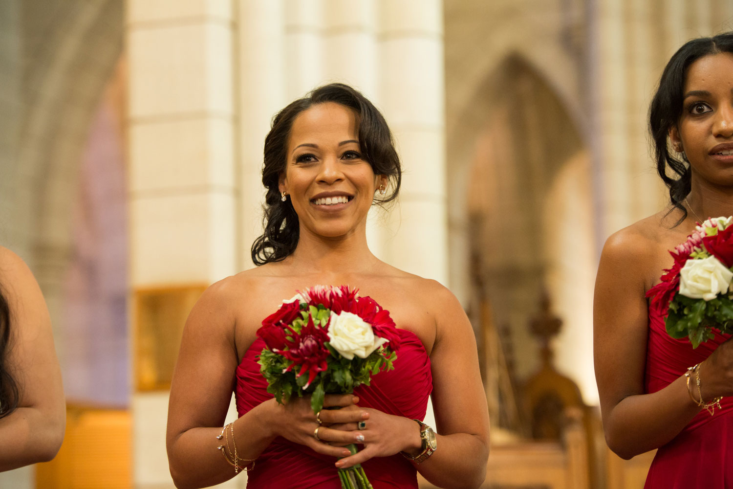 auckland wedding st matthew-in-the-city bridesmaid with her bouquet