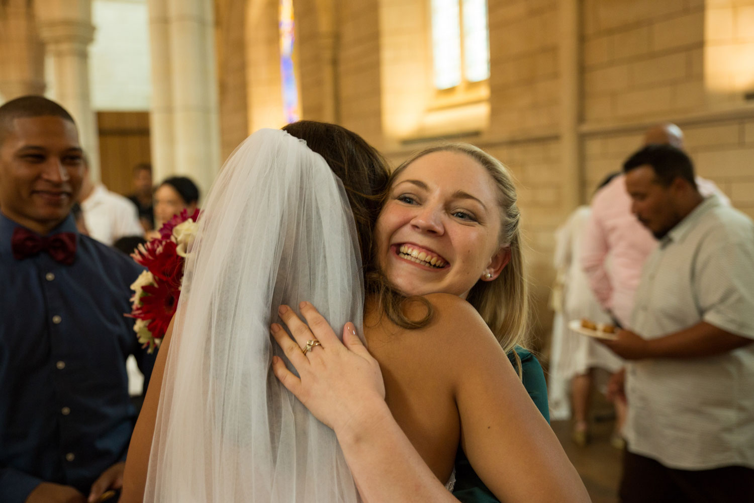 auckland wedding guest and bride