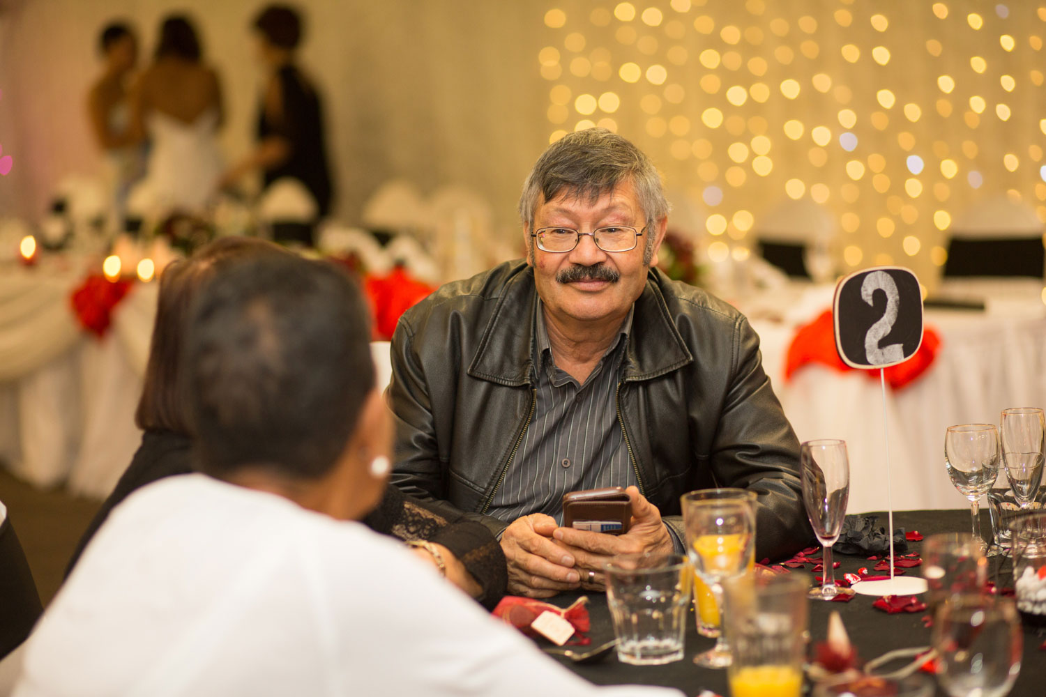 auckland wedding reception guest looking