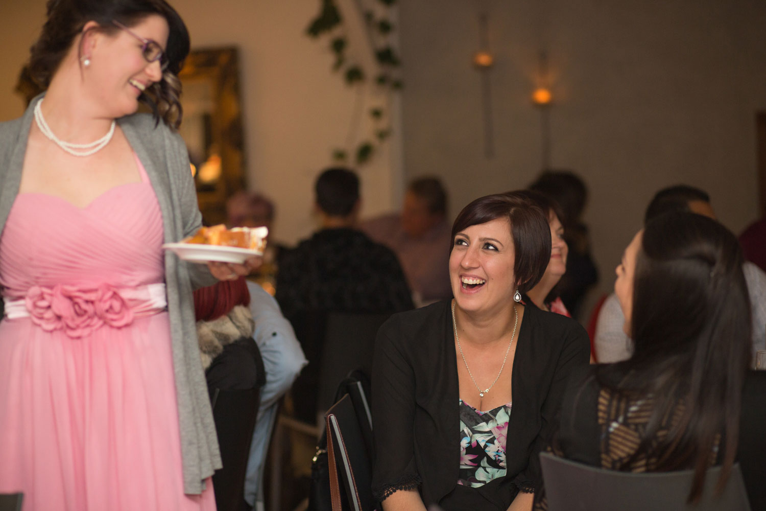 guests laughing during wedding reception cassels venue