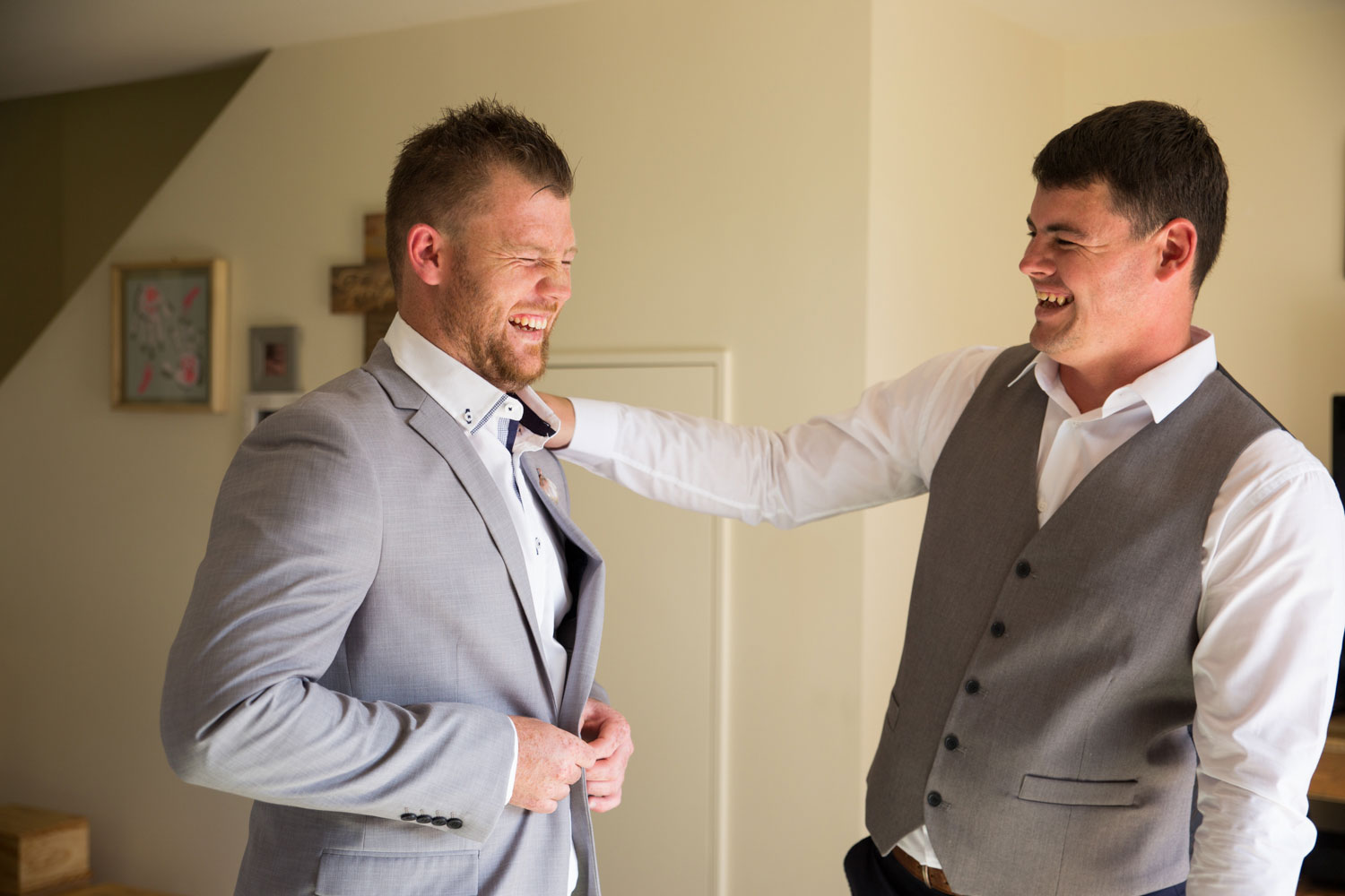 auckland wedding groom laughing