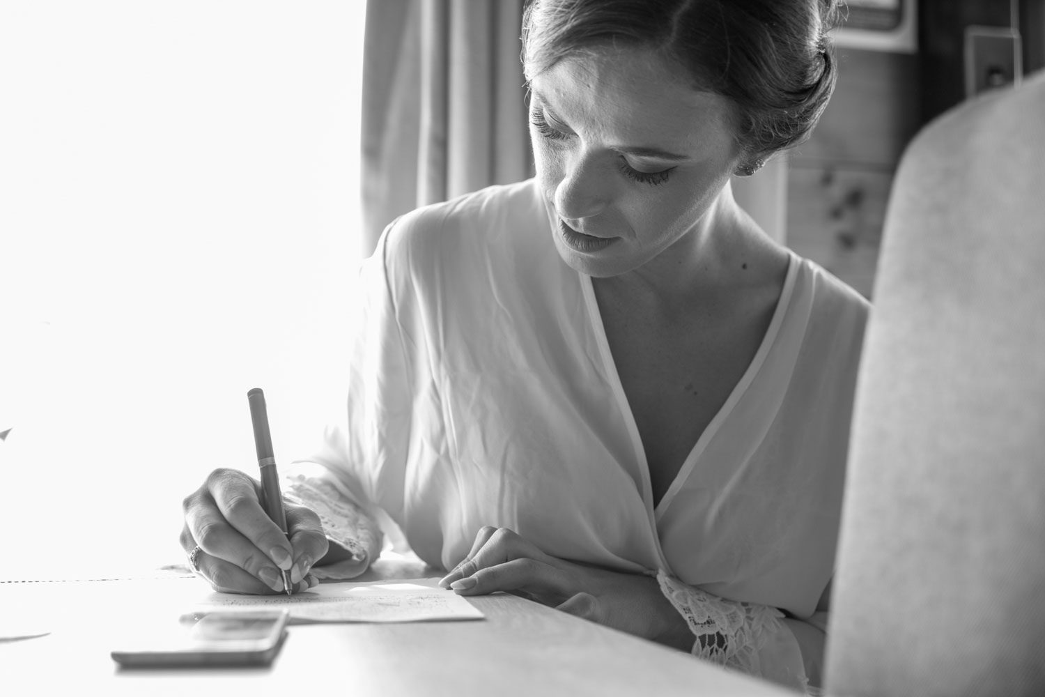 bride writing her vows