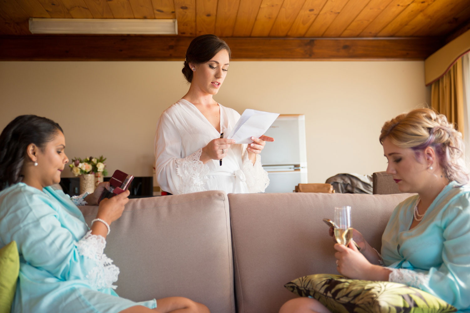 bride and the girls reading vows