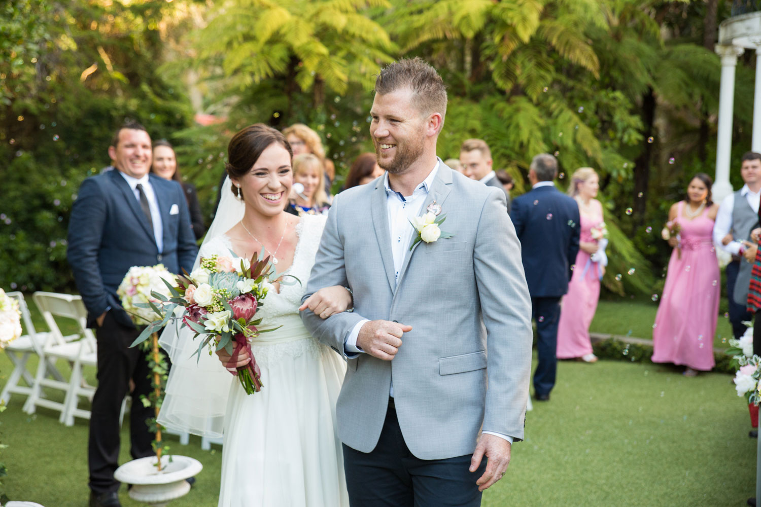 bride and groom recessional after ceremony
