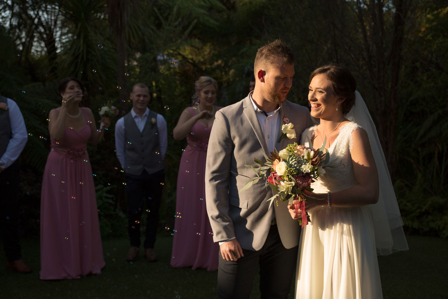 bride and groom at cassels wedding venue