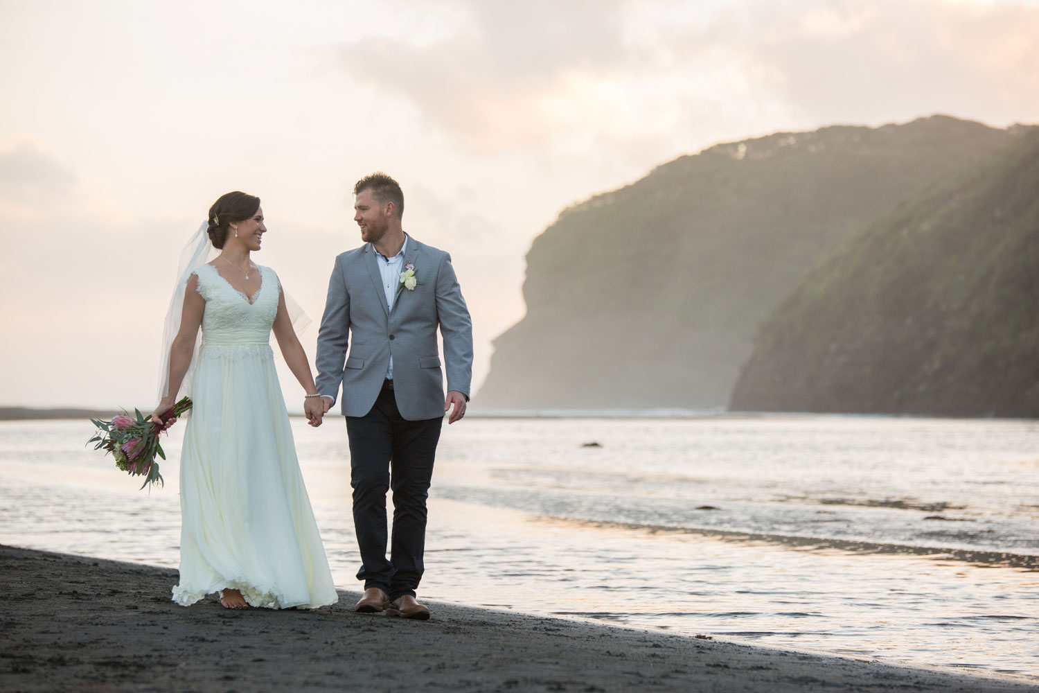 couple walking on beach