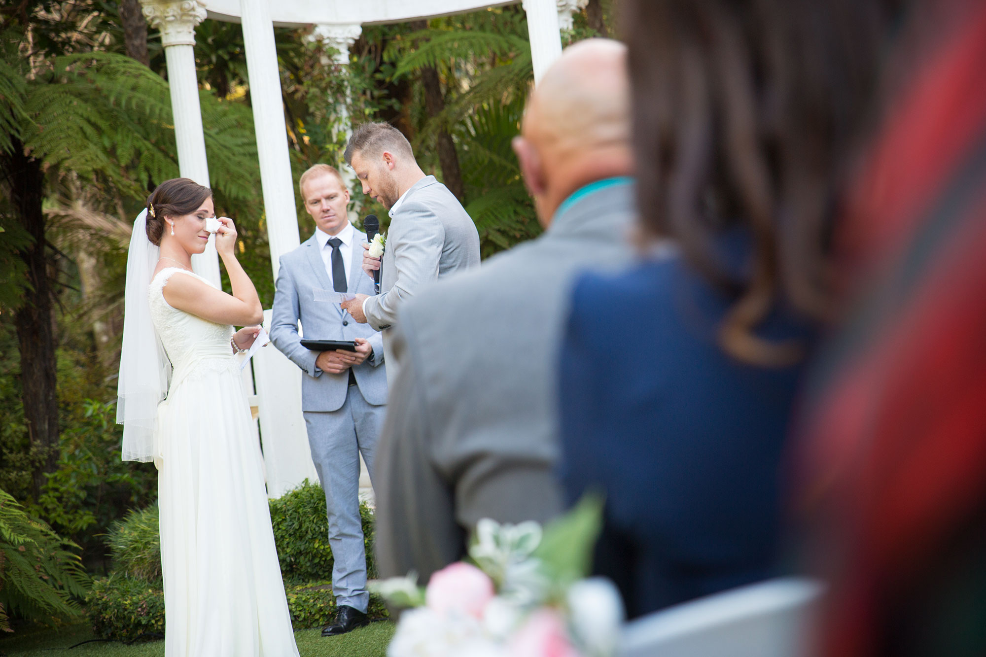 bride crying at cassels wedding venue