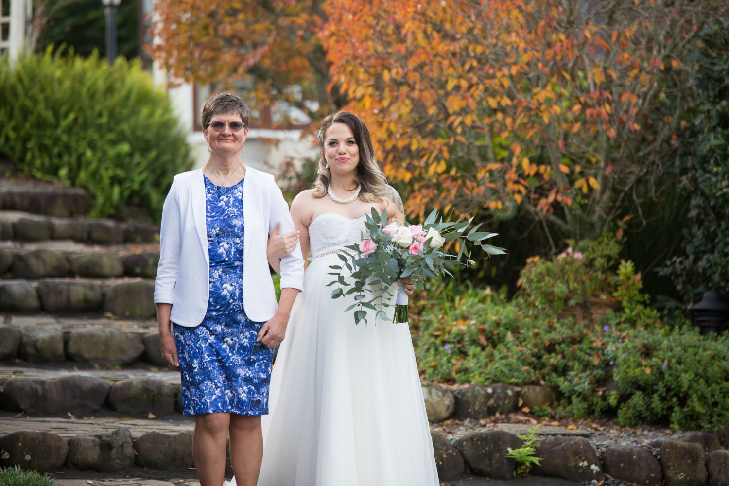 auckland wedding bride walking down the aisle