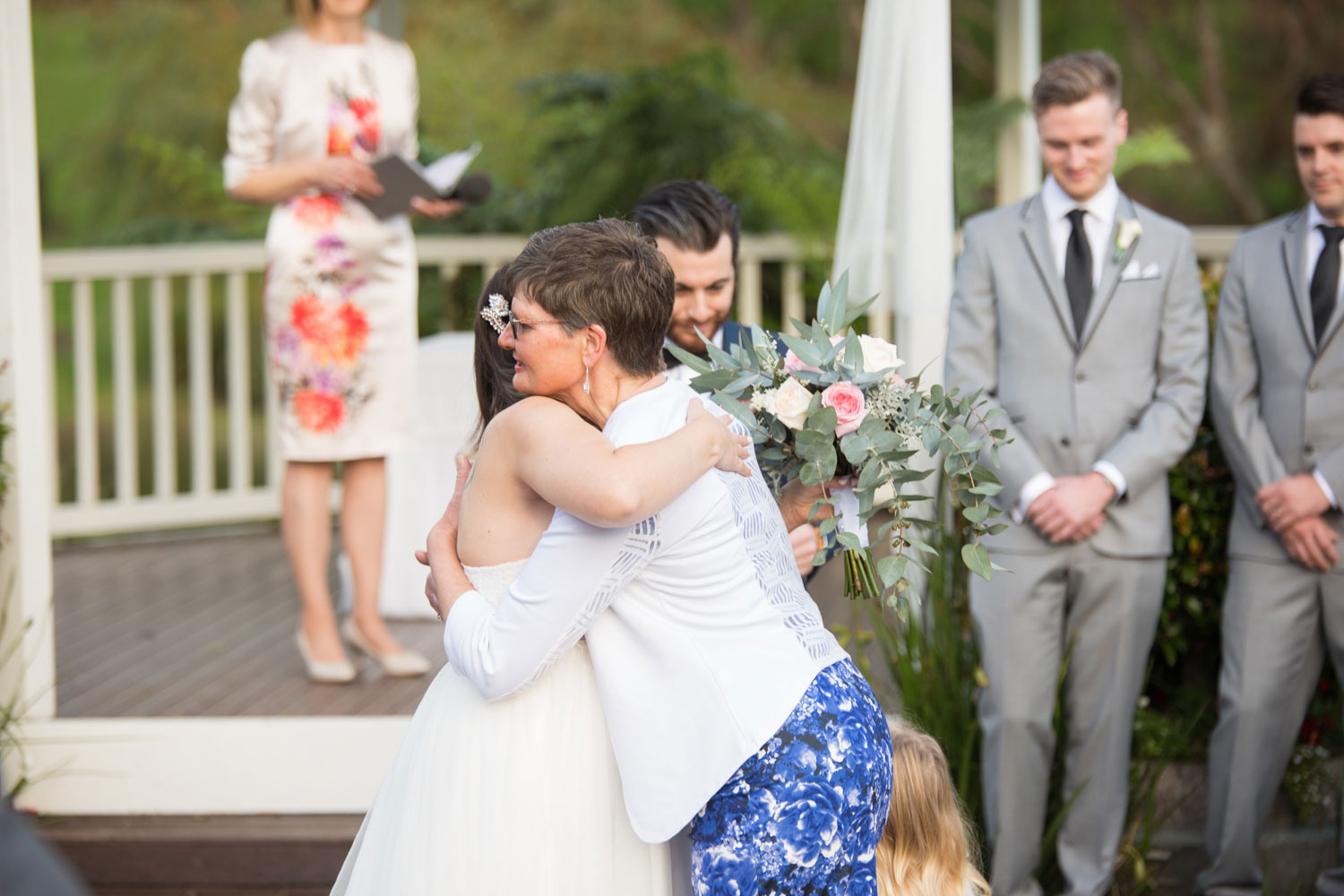 bride hugging mother at gracehill