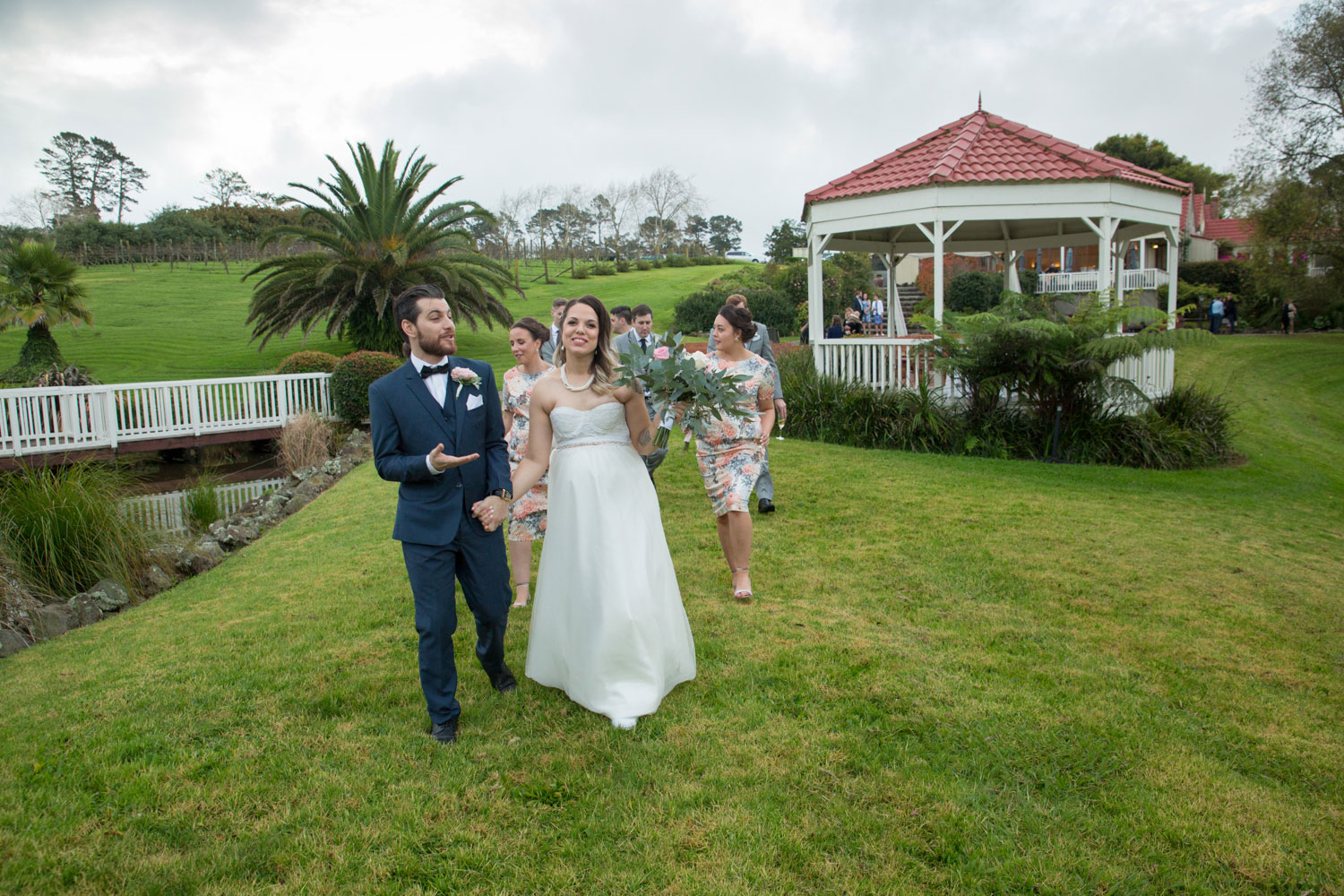 auckland wedding bridal party walking