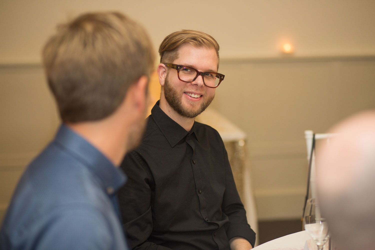 guests talking during wedding reception