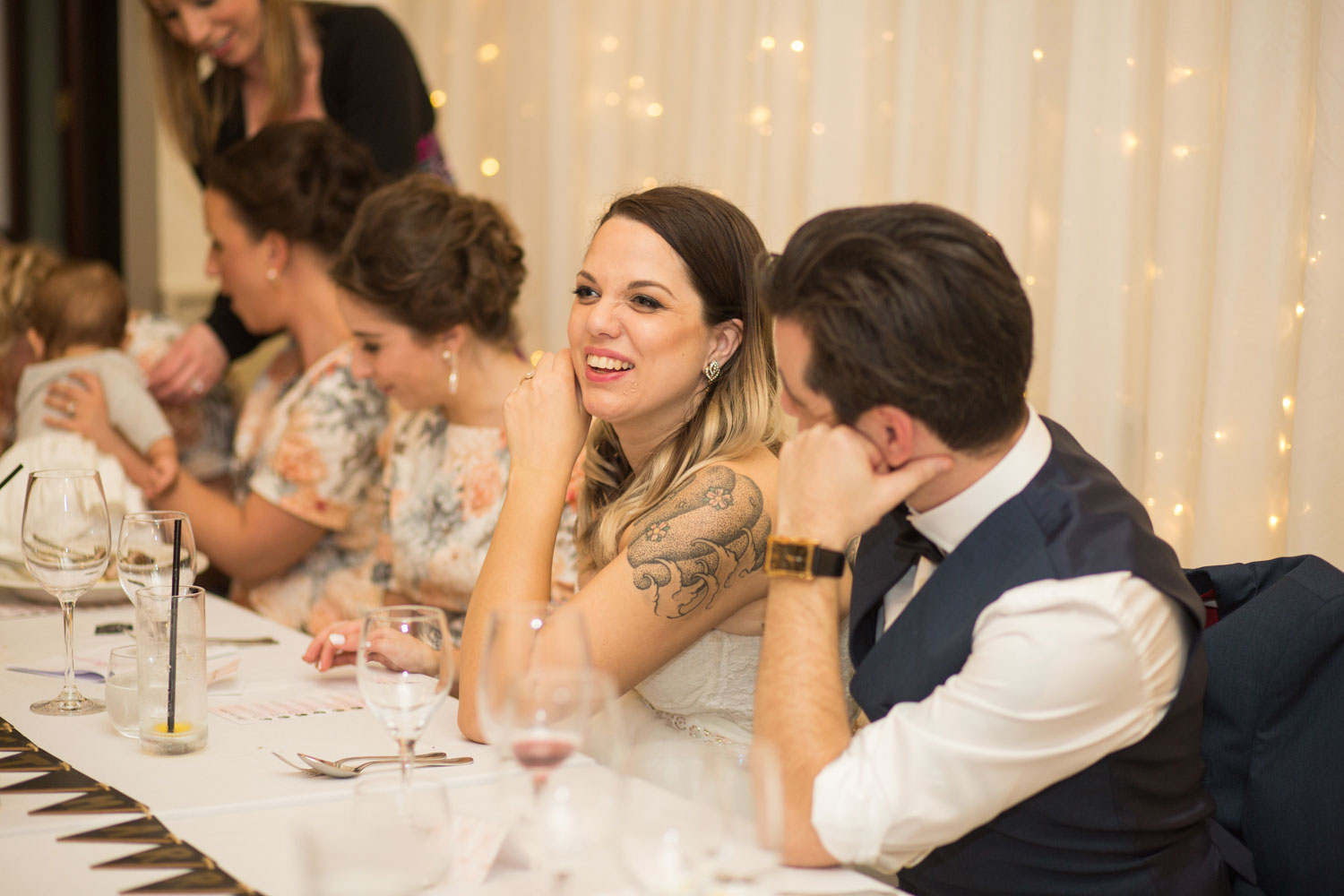 auckland wedding reception couple laughing