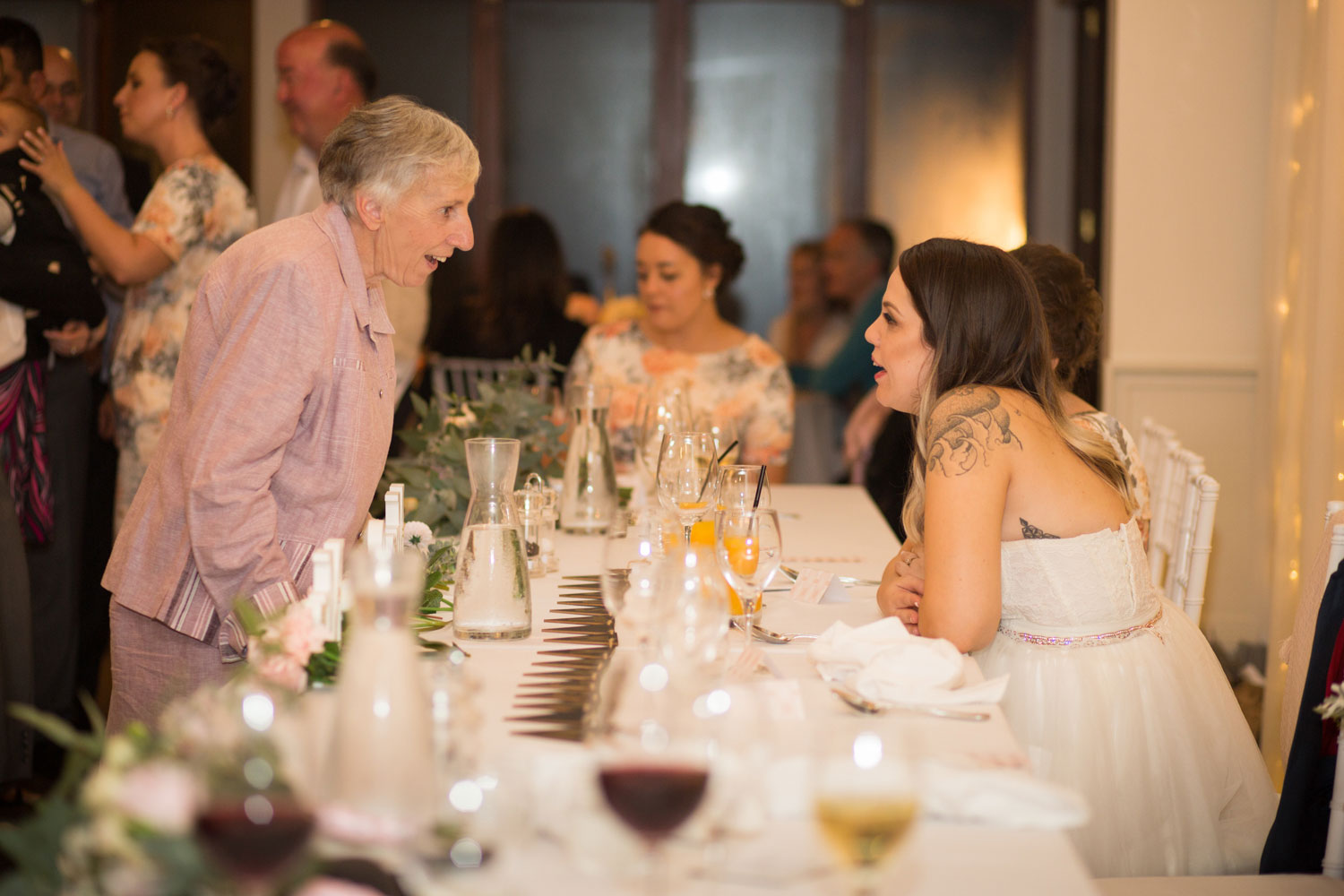 grandmother and bride talking