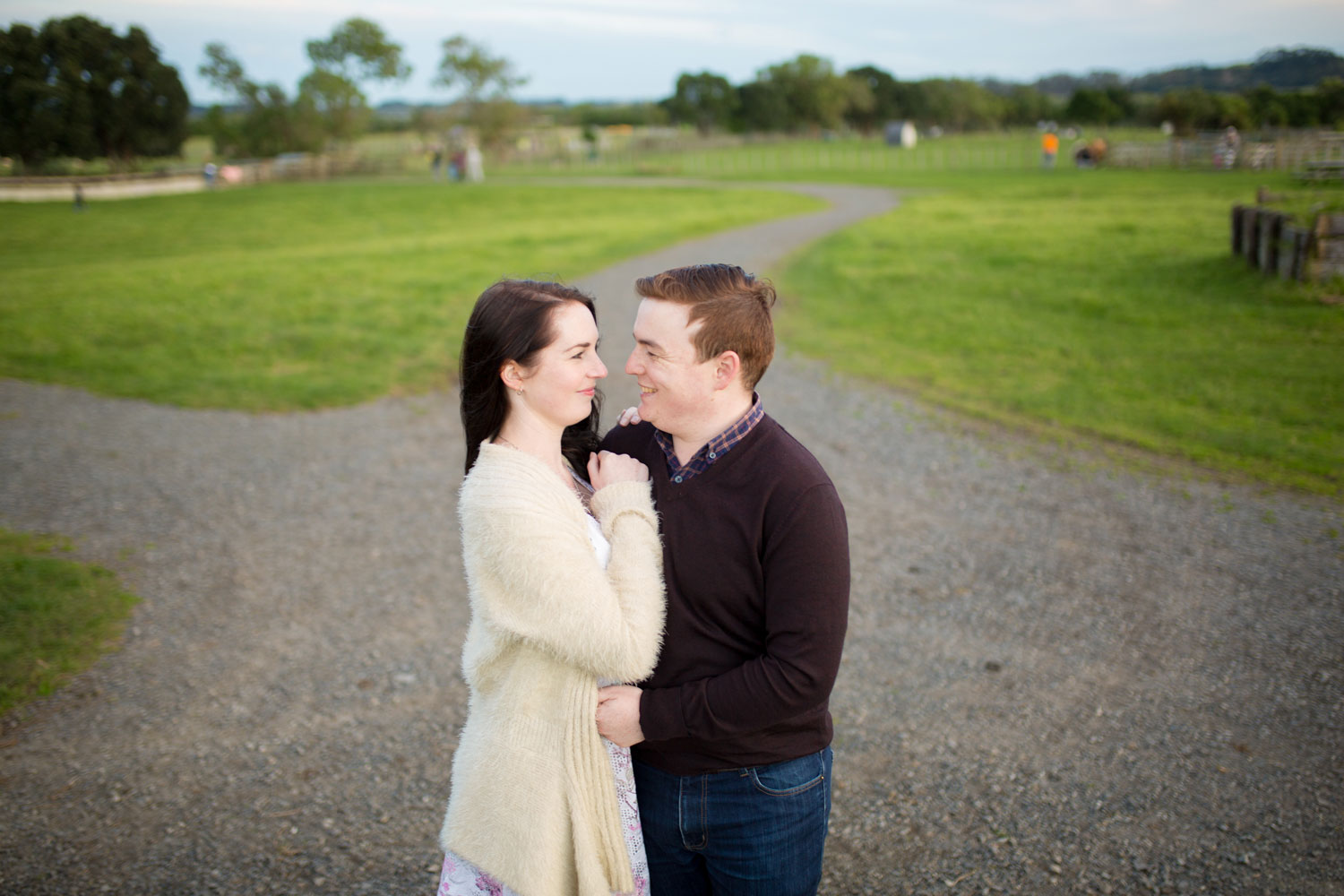 auckland engagement shoot couple looking at each other