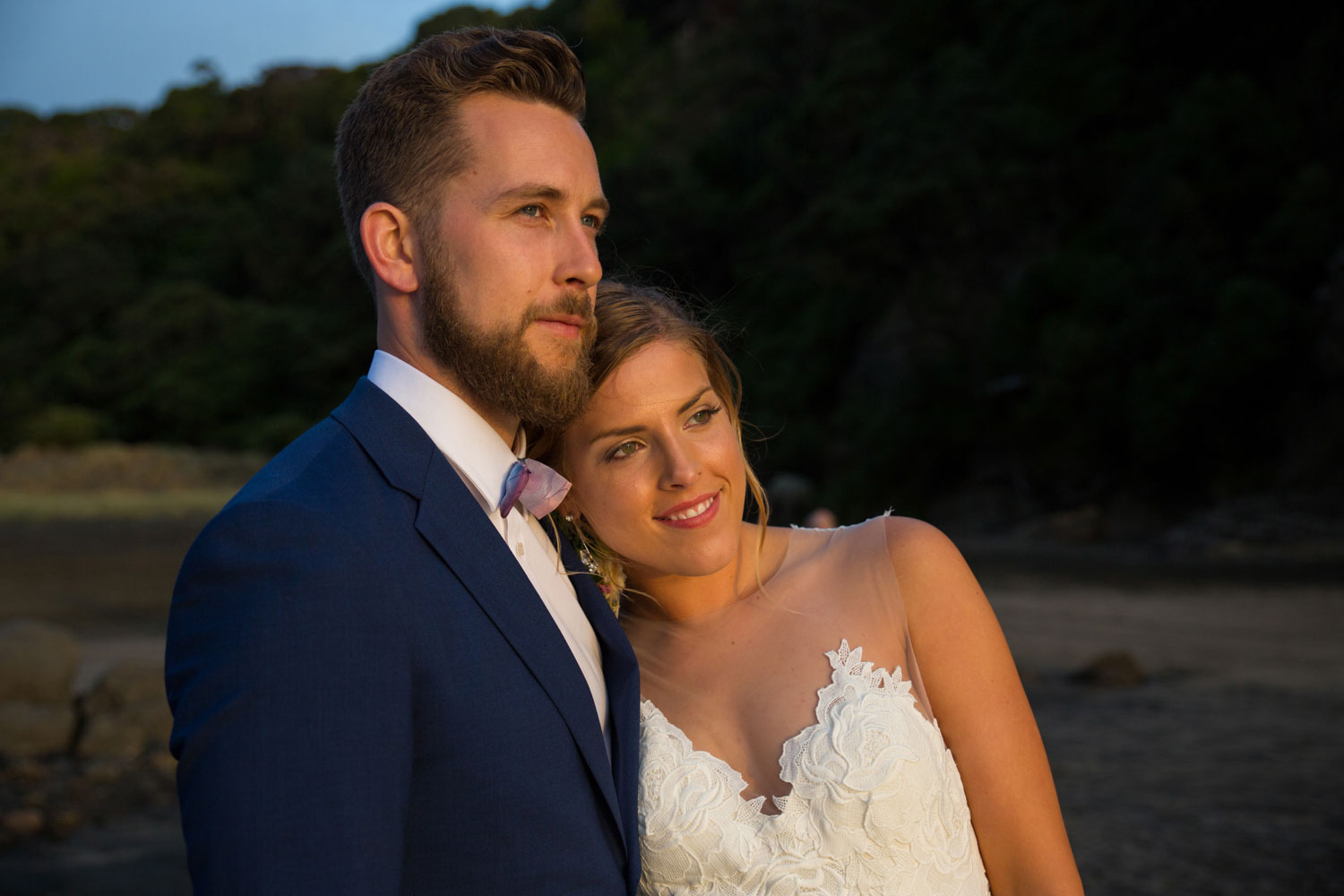 auckland wedding couple looking