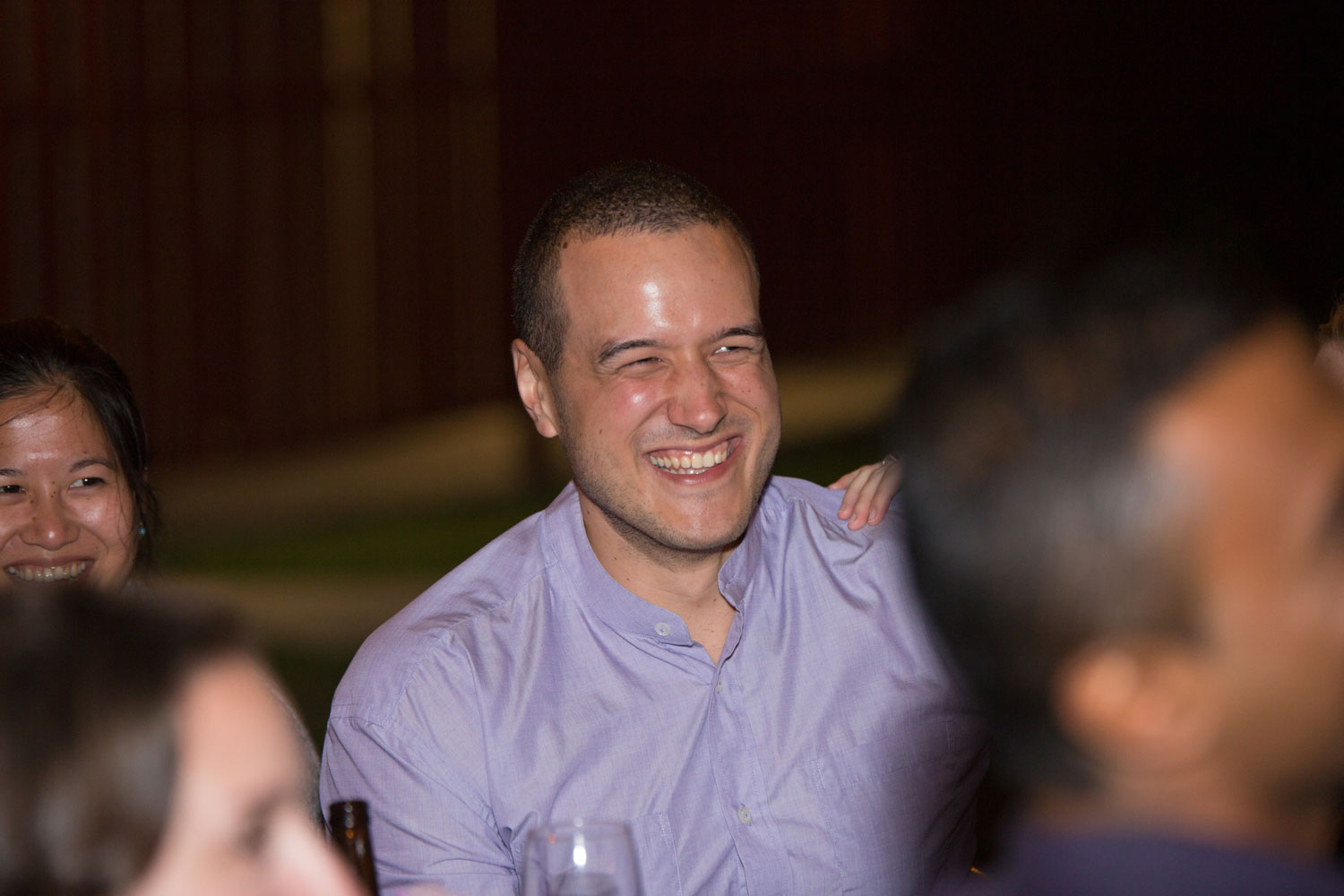 auckland wedding guest laughing at jokes