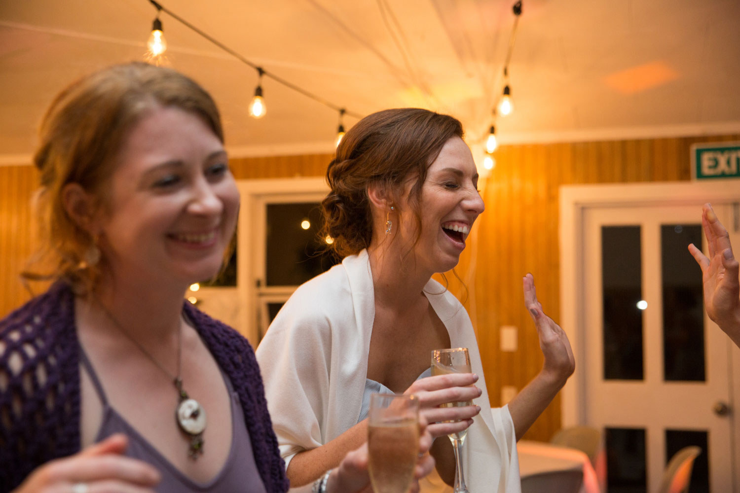 auckland wedding bridesmaid having a laugh