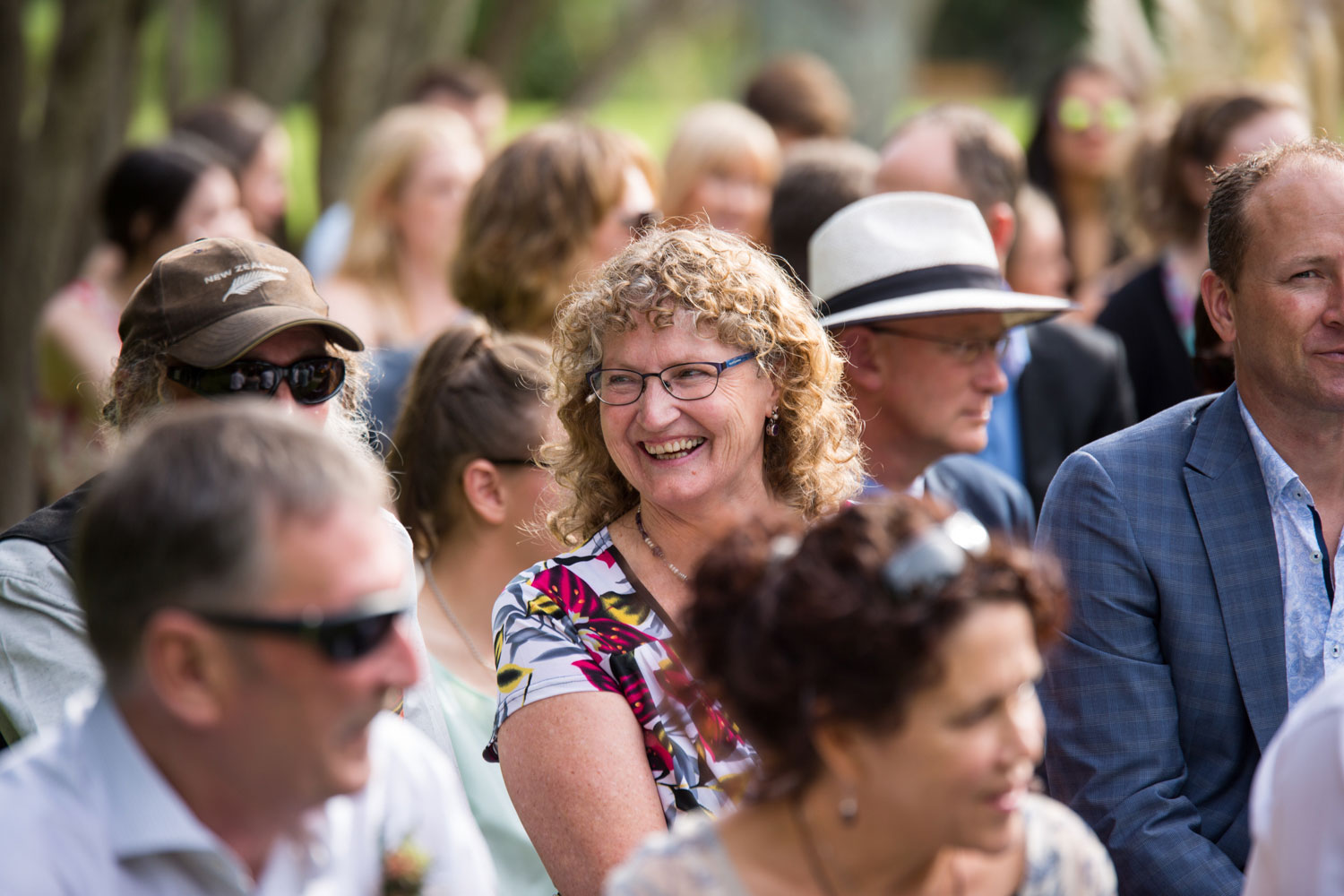 auckland wedding guest laughing