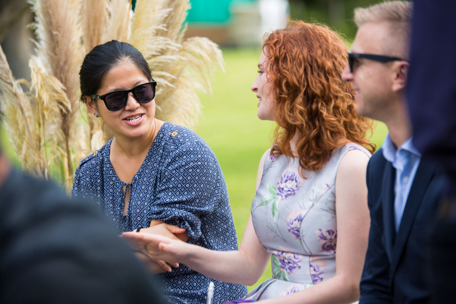 auckland wedding guests having a chat