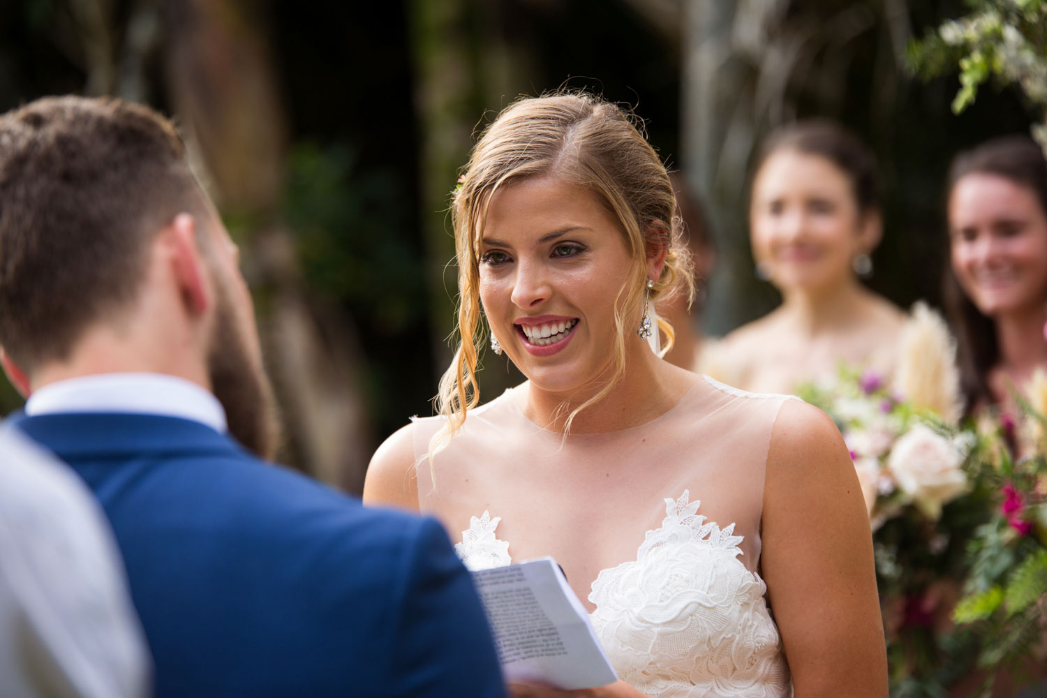 auckland wedding bride saying her vows