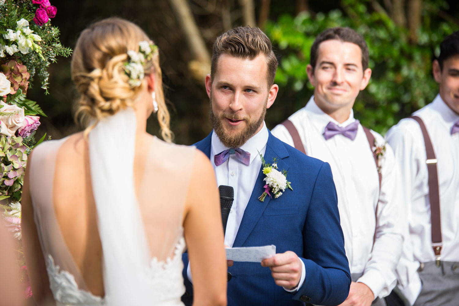 auckland wedding groom saying his vows