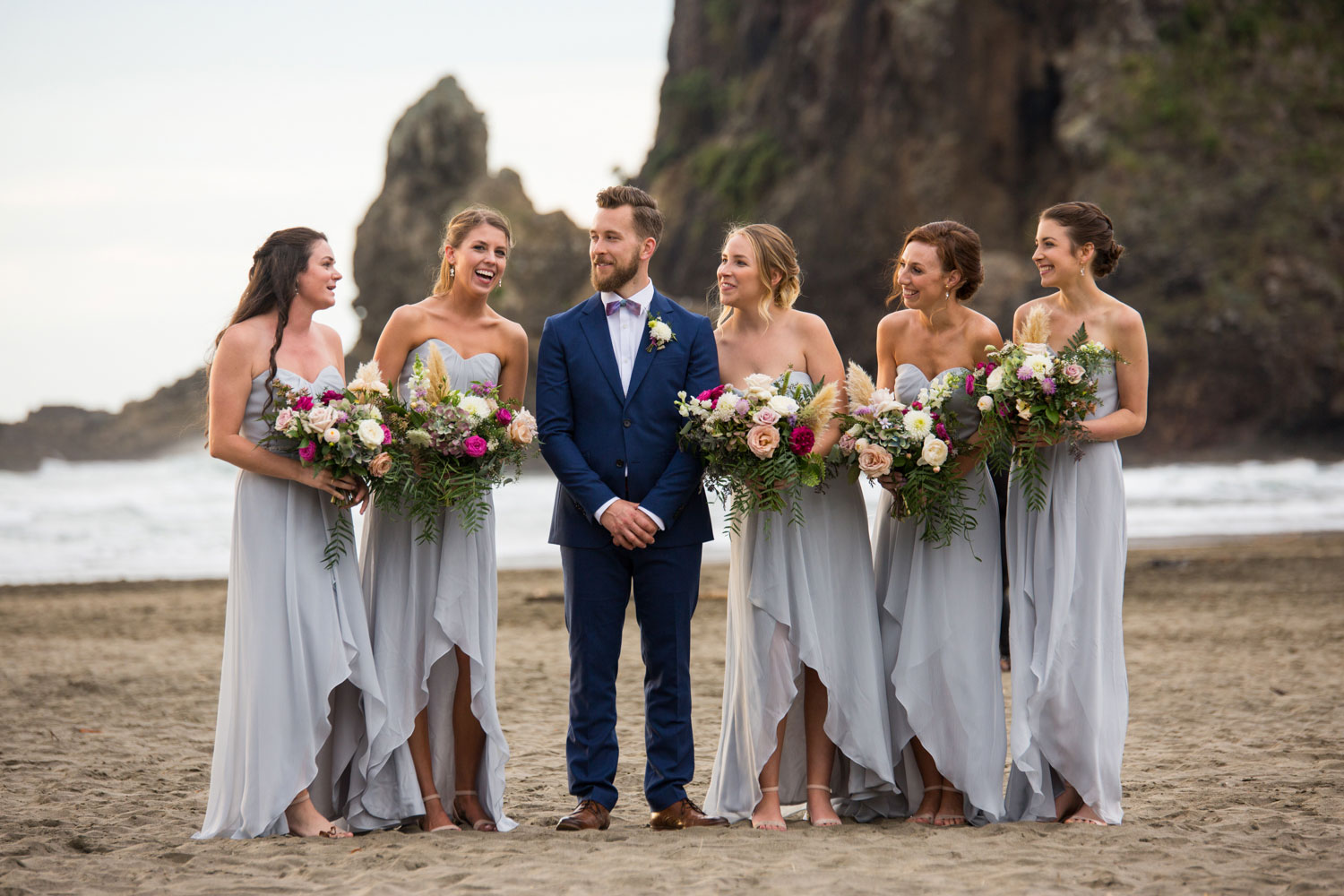 auckland wedding groom and bridesmaids photo