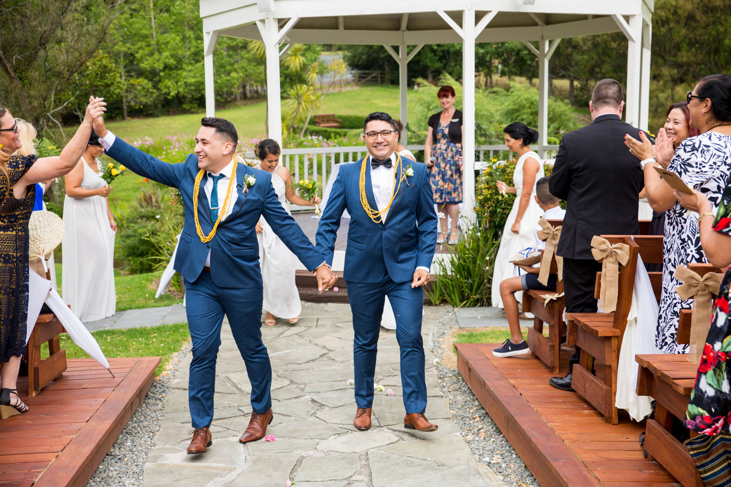 gracehill auckland wedding couple leaving the ceremony venue