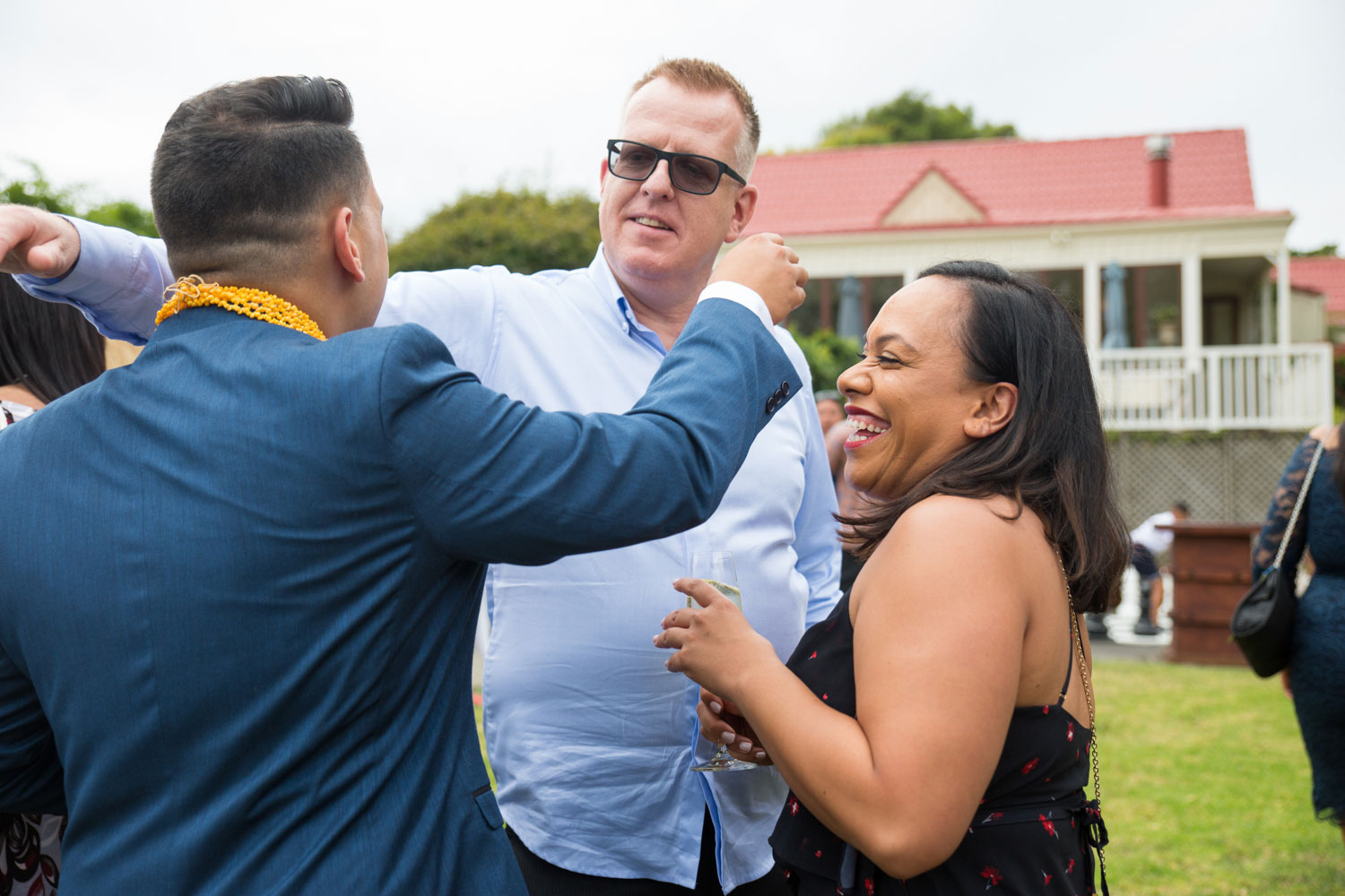 gracehill auckland wedding guests speaking the the couple