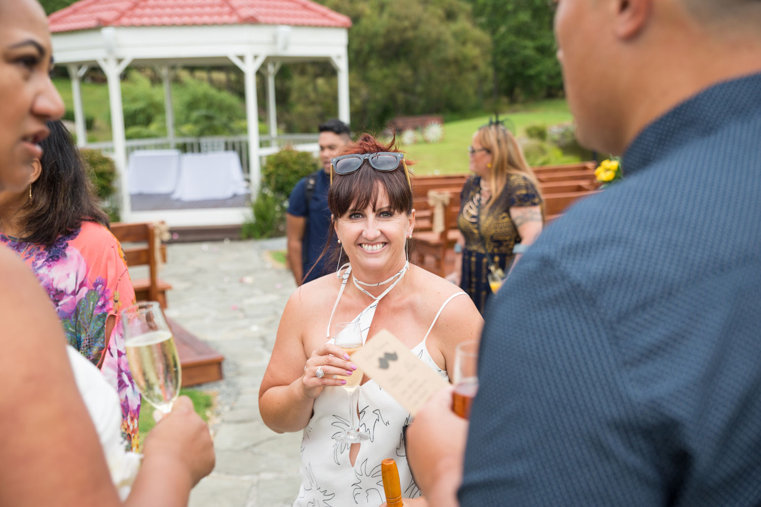 gracehill auckland wedding guest smiling