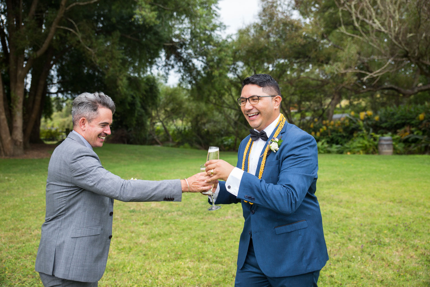gracehill auckland wedding groom having a laugh with his friend