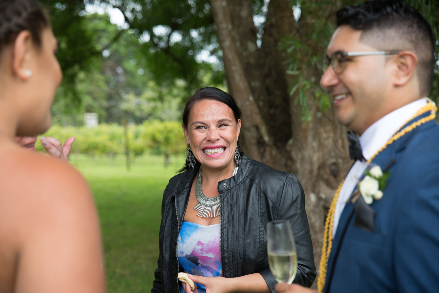 gracehill auckland wedding guest laughing