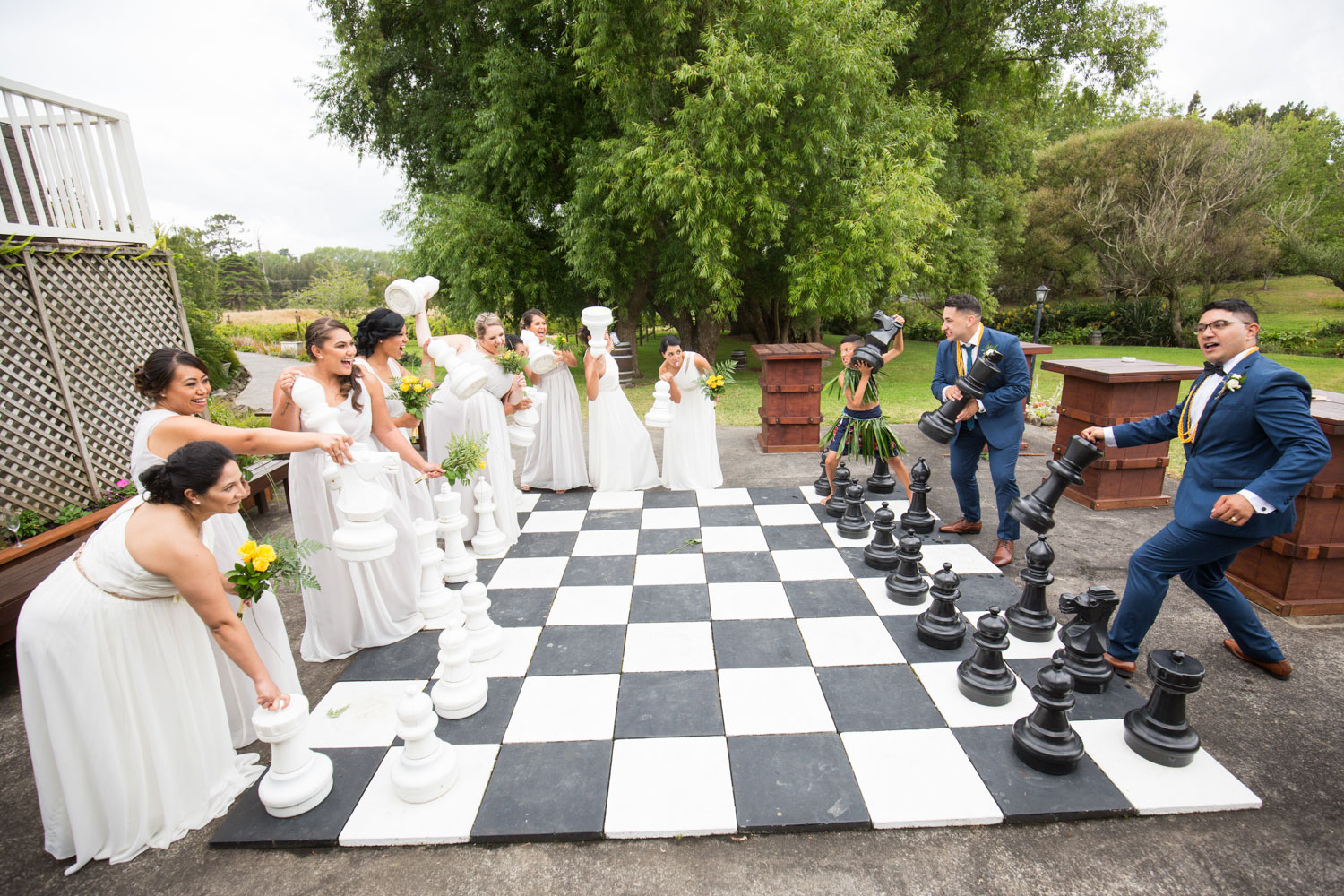 gracehill auckland wedding bridal party having fun at the venue