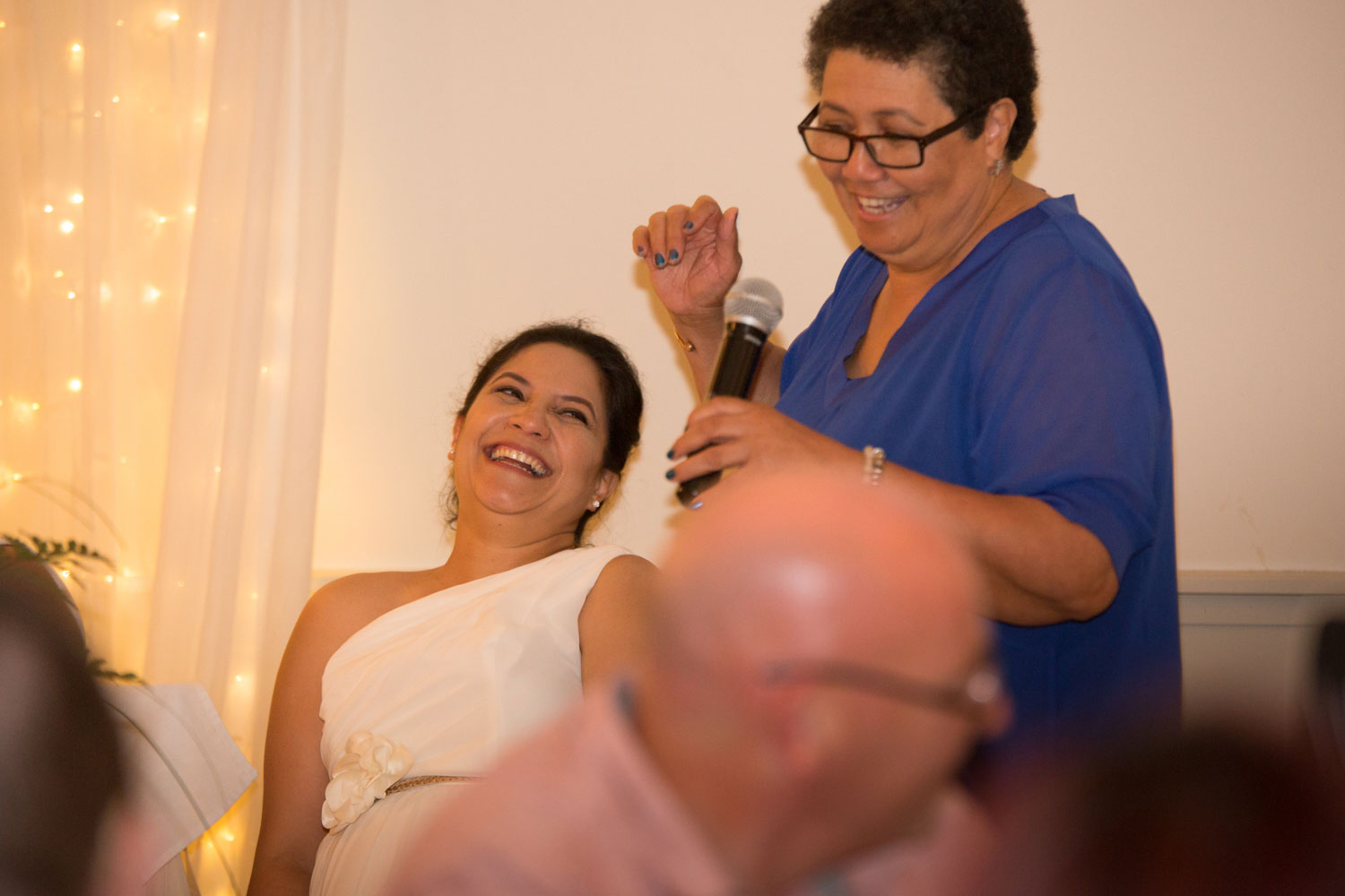 gracehill auckland wedding bridesmaid laughing at speech