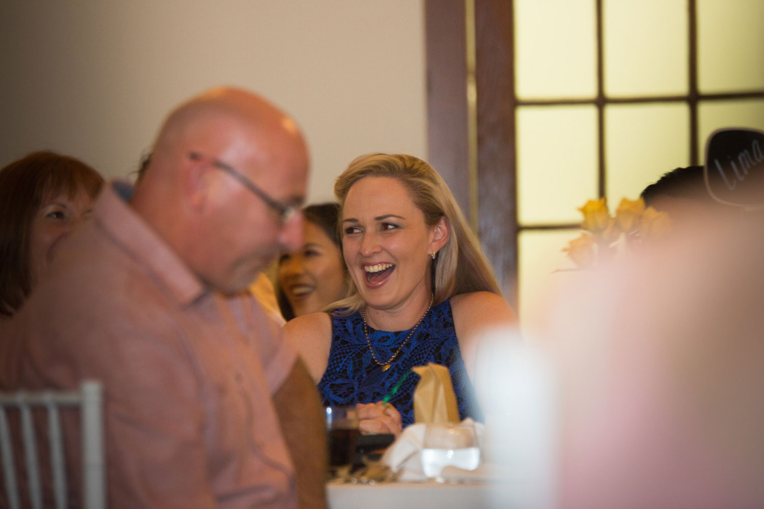 gracehill auckland wedding guest laughing at a joke