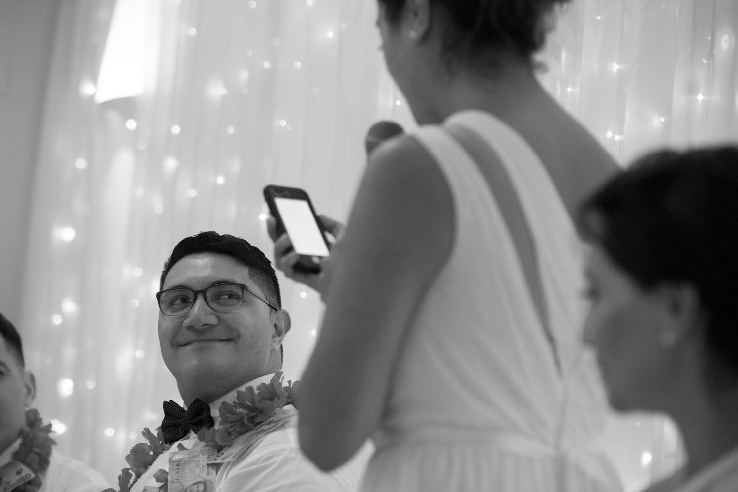 gracehill auckland wedding groom listening to bridesmaid speech