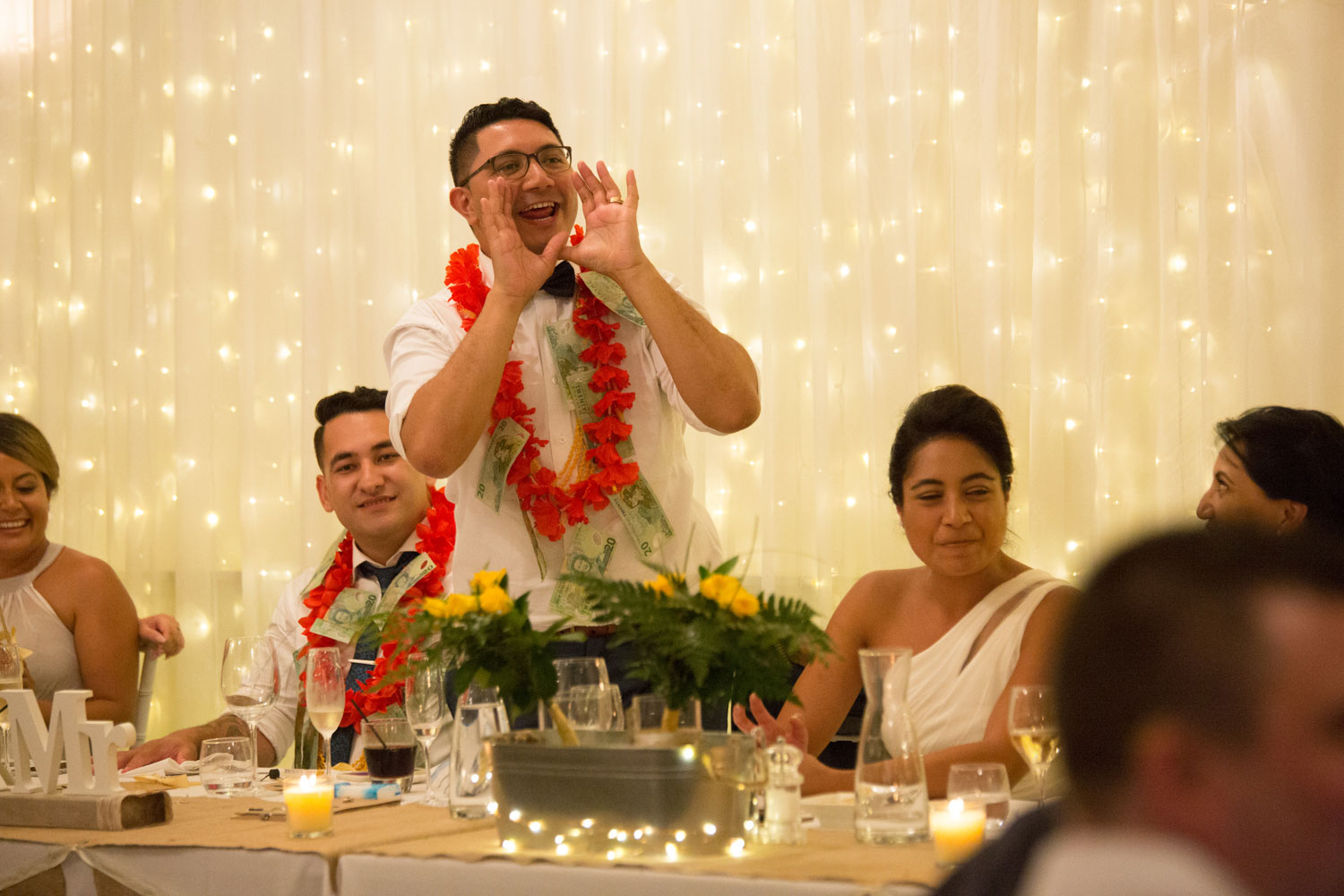 gracehill auckland wedding groom giving a shout out