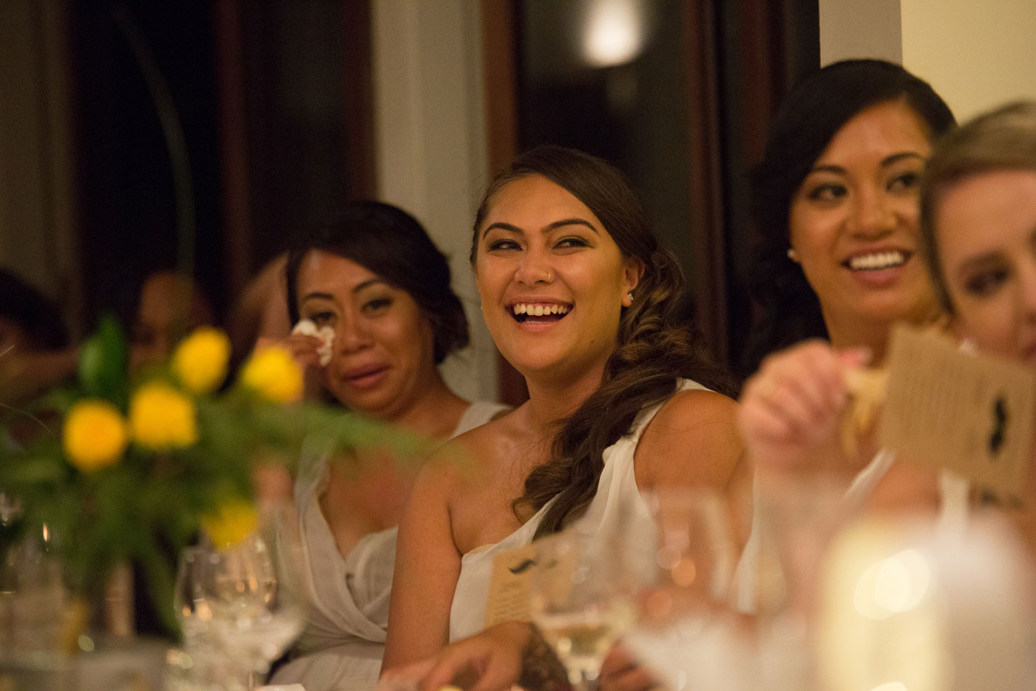 gracehill auckland wedding bridesmaid laughing and crying