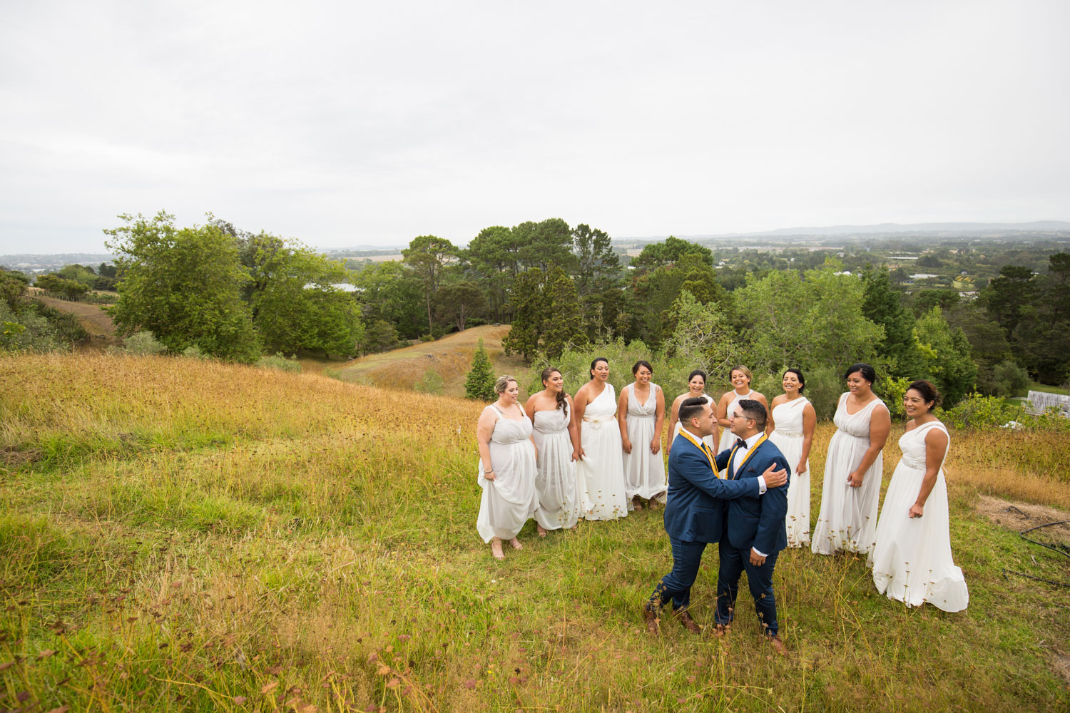 auckland wedding grooms and bridal party together
